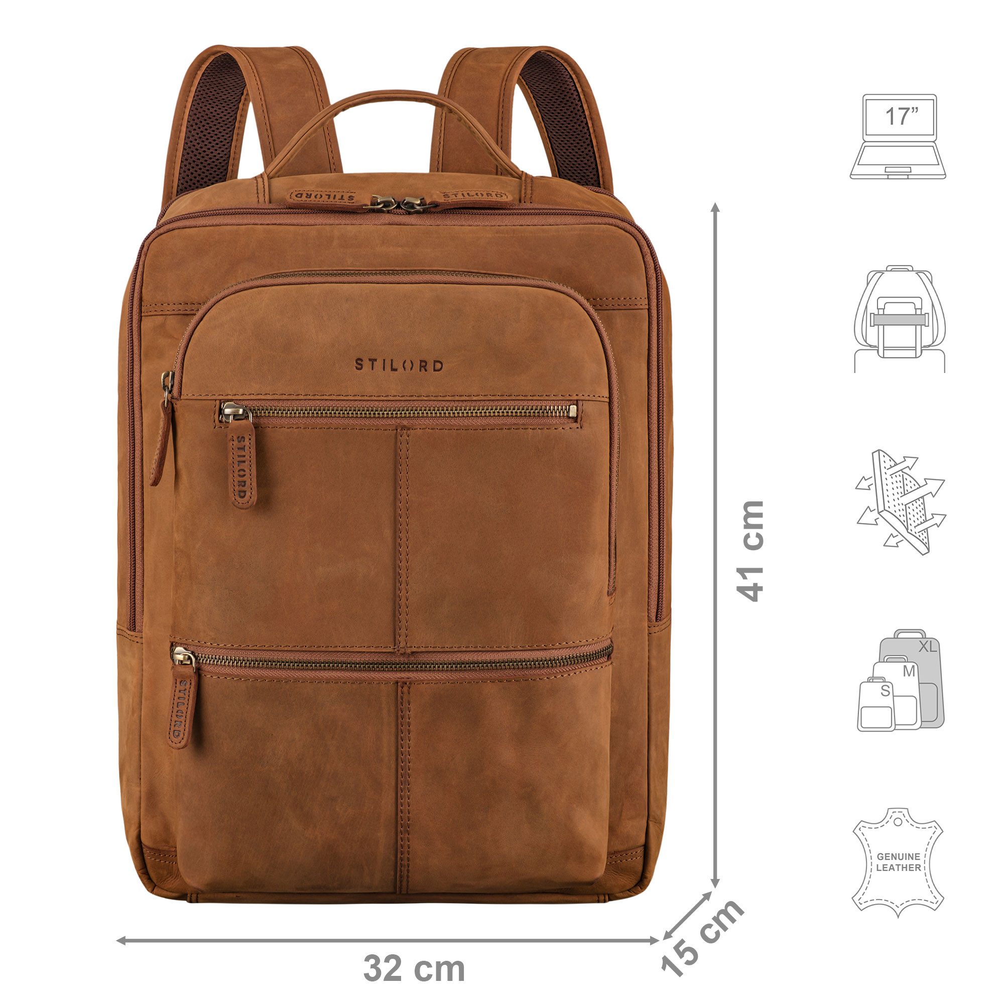 STILORD Notebookrucksack "Coryo" Laptop Rucksack Leder Groß