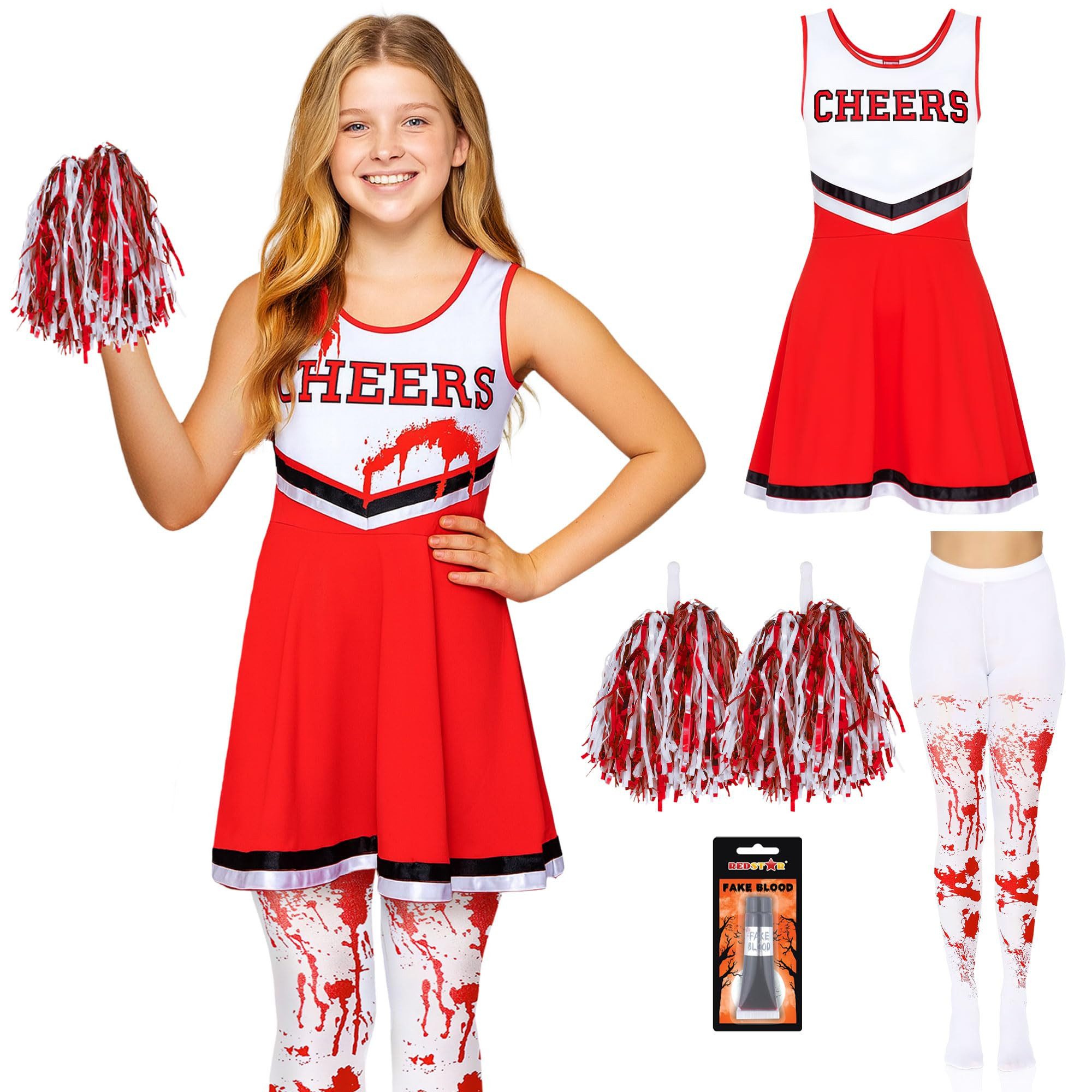 Bundviel Zombie-Kostüm Mädchen Zombie Cheerleader Halloween Kostüm Halloween Partys Outfit