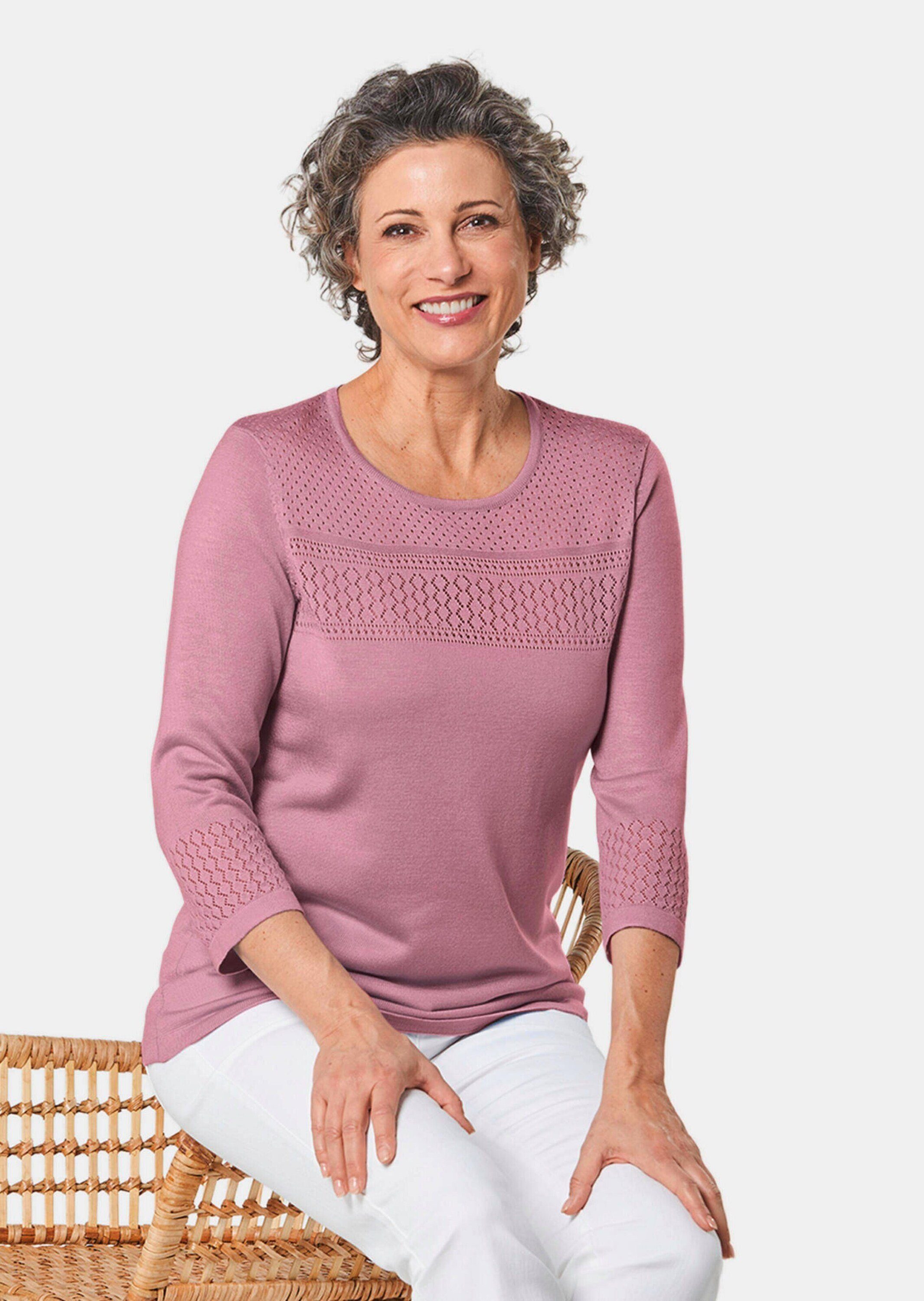 GOLDNER Strickpullover Pullover mit schönem Ajourmuster