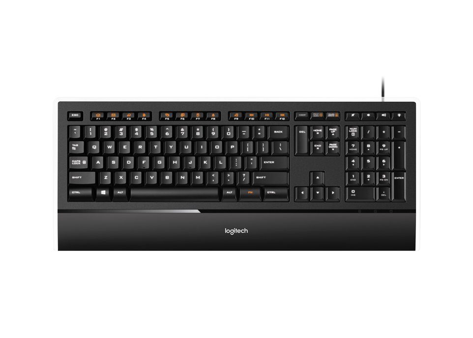 Logitech K740 PC-Tastatur, Lasergravierte Tastenbeschriftung und  Tastenbeleuchtung