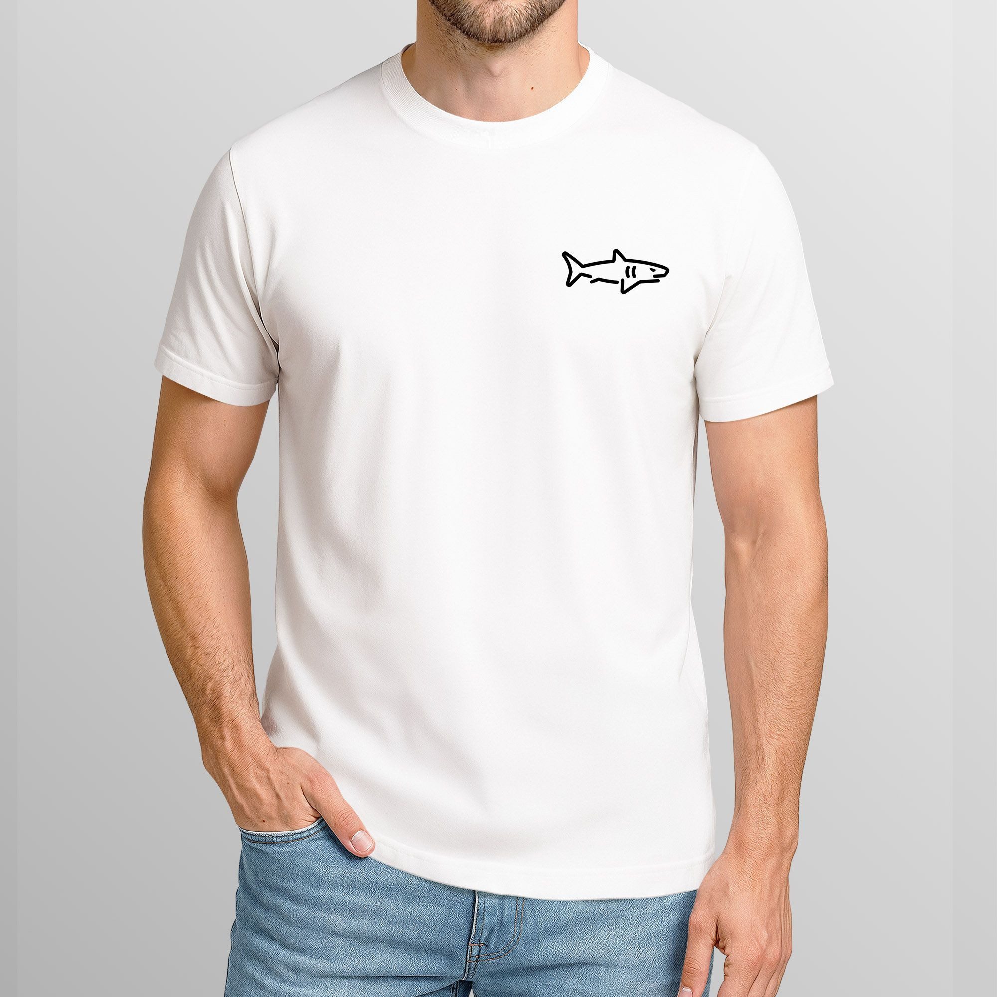 Neverless Print-Shirt Herren T-Shirt mit Hai günstig online kaufen