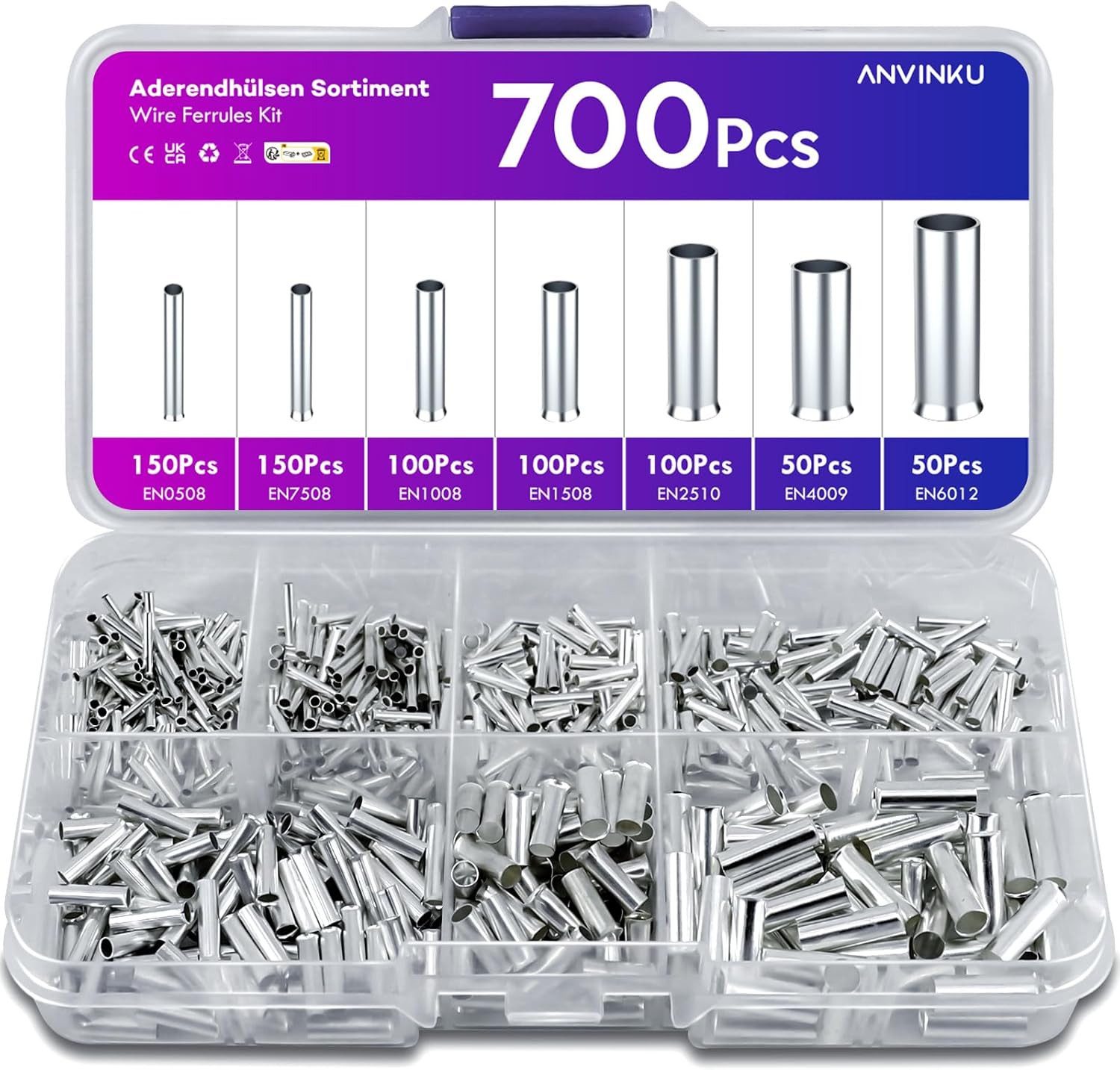 FELIXLEO Aderendhülsen 700 Aderendhülsen Set 7 Typen 0 5 6 0mm2 Elektrik, 1-tlg.
