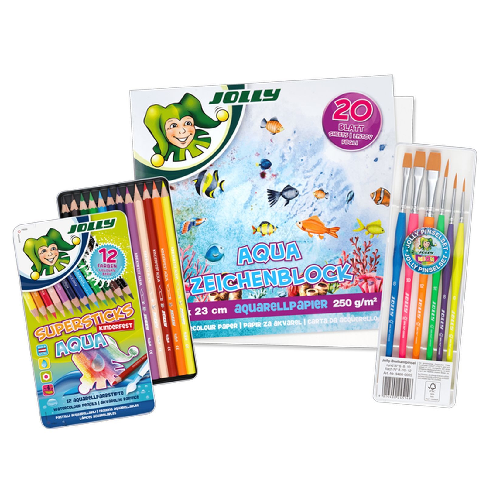 JOLLY Kreativset Aquarell Zeichenset, (19-tlg)