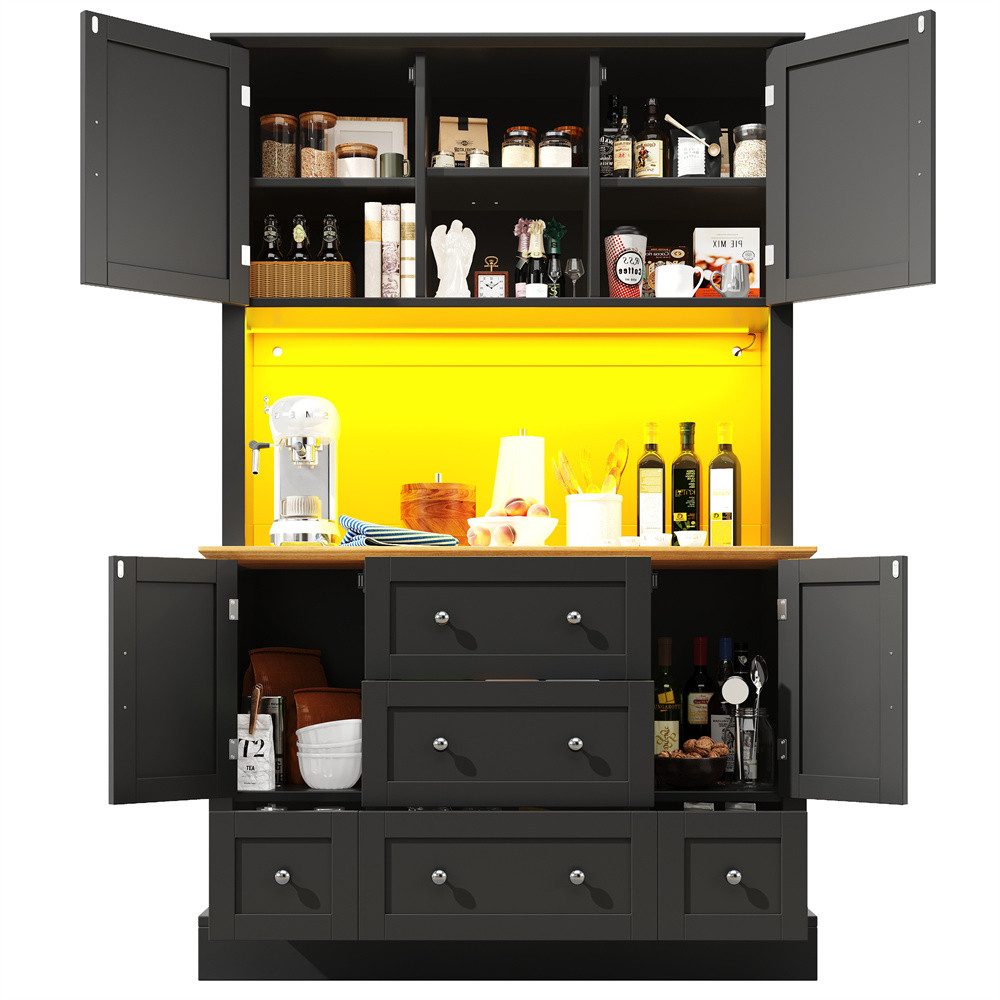 MODFU Hochschrank Küchenschrank,Vitrinenschrank,Buffetschrank (mit App-LED günstig online kaufen