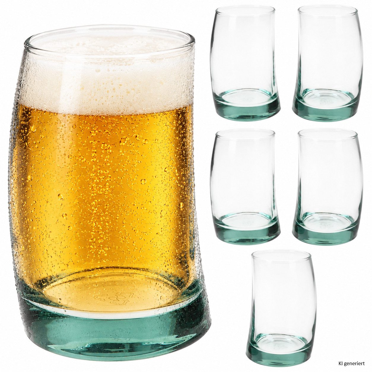 MamboCat Bierglas 6er Set Sail Biergläser 0,2L Recyclingglas Radler Pilsglas Trinkglas, Glas