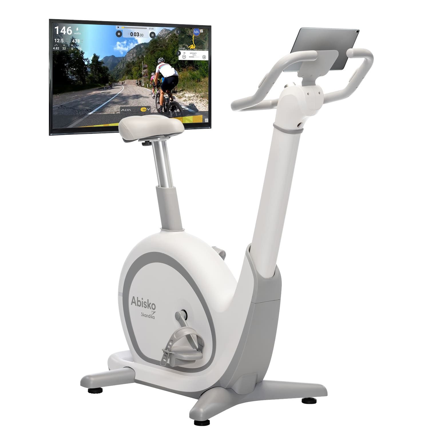 Skandika Ergometer Abisko, Weltneuheit, Smarter Ergometer für Zuhause mit App Steuerung, EMS-Widerstand, Auto.Lenker- & Satteleinstellung, 36 Widerstandsstufen