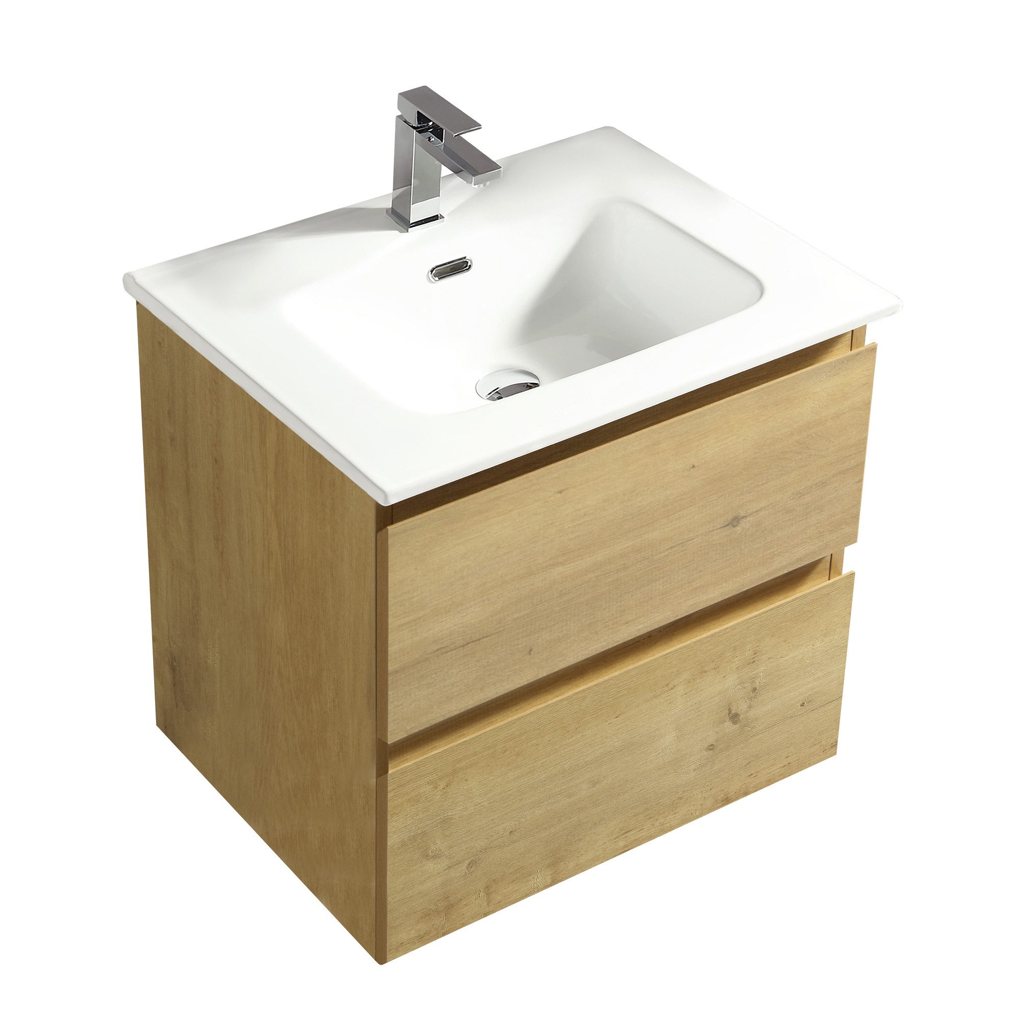 Badmöbel-Set Waschbecken mit Unterschrank 60cm hängend, komplett vormontiert