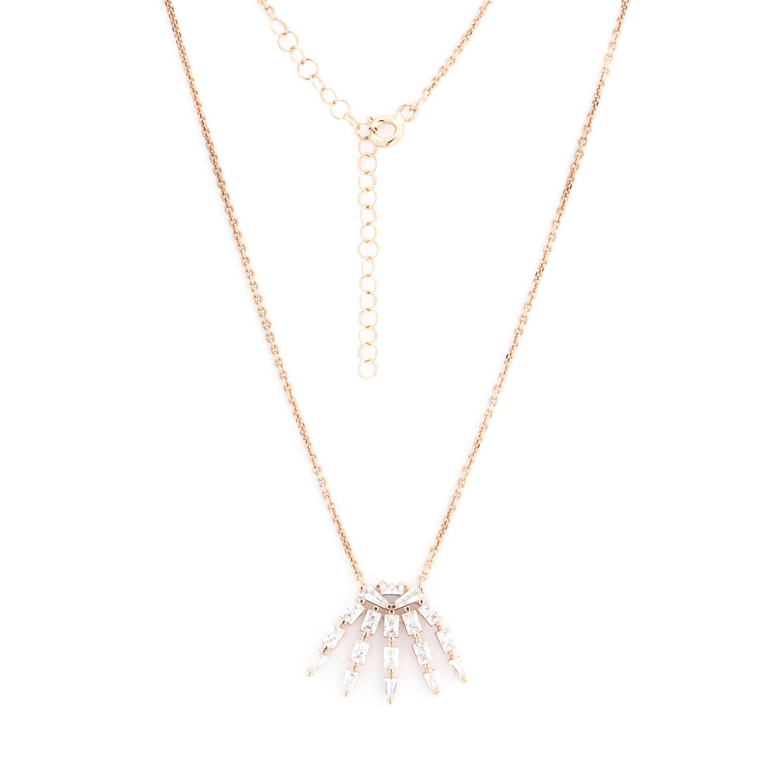 Golders Silberkette Damen Collier 925 Sterlingsilber vergoldet (mit funkelndem Zirkonia, 1-tlg., Federringverschluss), Elegante Halskette 45cm+5cm Kettenlänge Perfektes Schmuck Geschenk