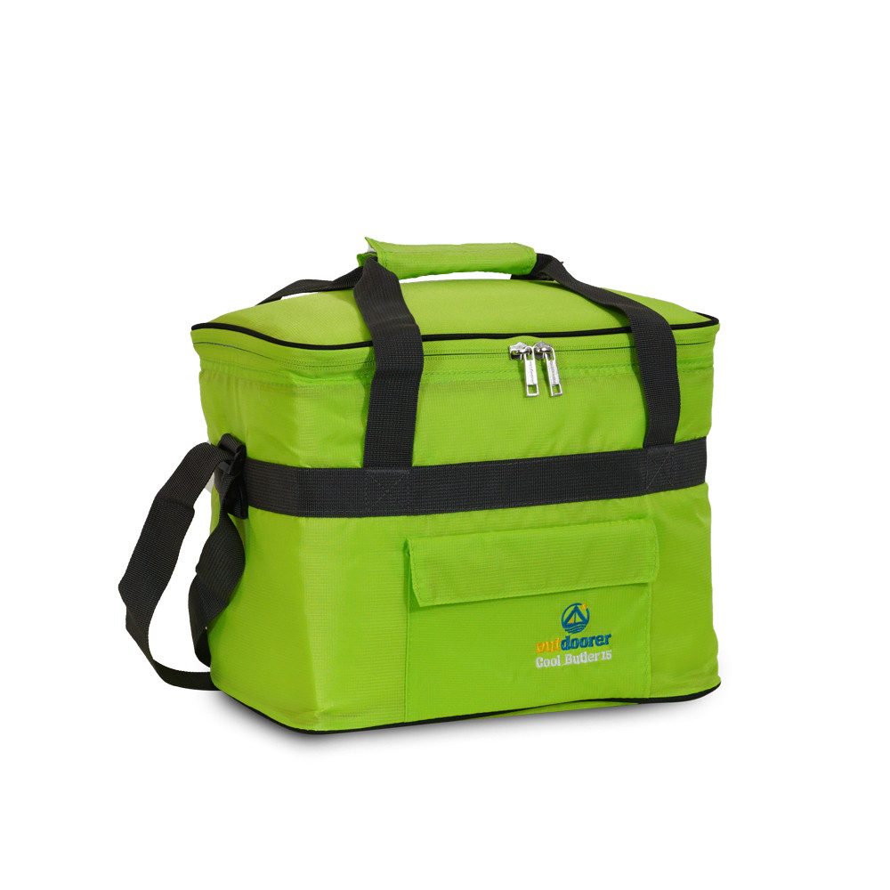 outdoorer Kühltasche Cool Butler 15 grün - Thermobehälter mit 8 mm EPE-Isolierung, faltbar, lange Kühl- und Warmhaltefunktion, mit Schulterriemen