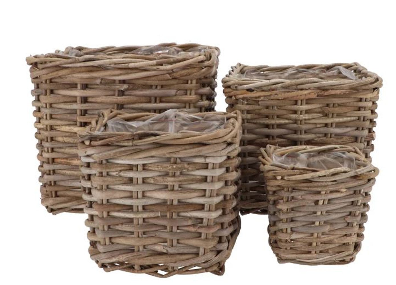 Übertopf Rattan Pflanzkorb Übertopf Set Ivy 4- er Set inkl. Folie Boho
