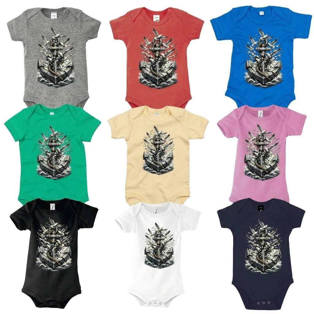 Blondie & Brownie Strampler Baby Body Anker Maritim Möwe Hafen Design Baumwolle Komfort Fit Style (Einzelteil, Einzelartikel) AnkerMoewe Baby Body Nautik Design