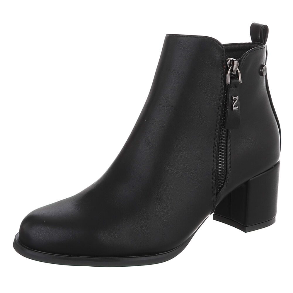 Ital-Design Damen Stiefelette mit Blockabsatz und Reißverschluss Stiefelette (92125496) Blockabsatz Stiefeletten in Schwarz