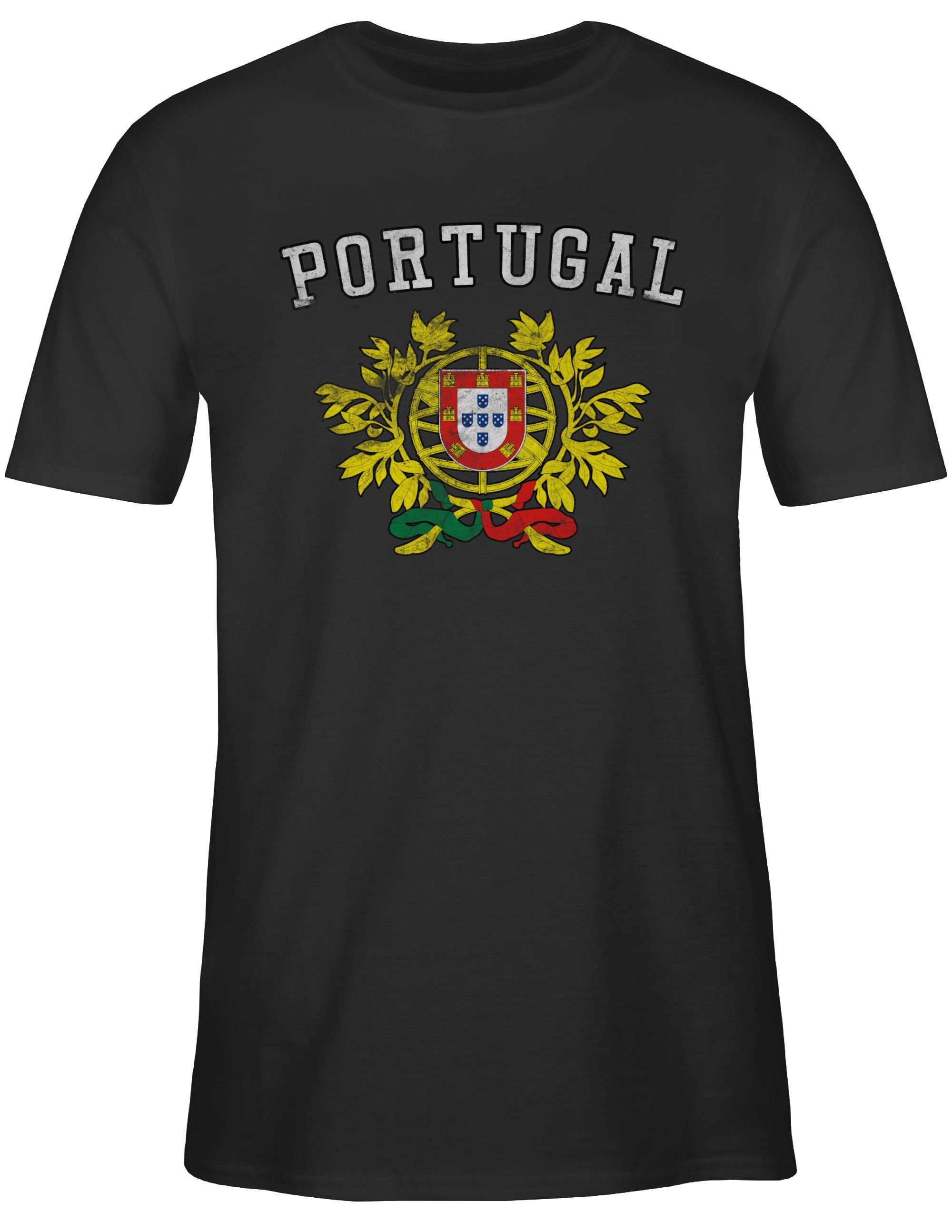 Shirtracer T-Shirt WM EM 2024 Wappen Fussball 1 Portugal Schwarz