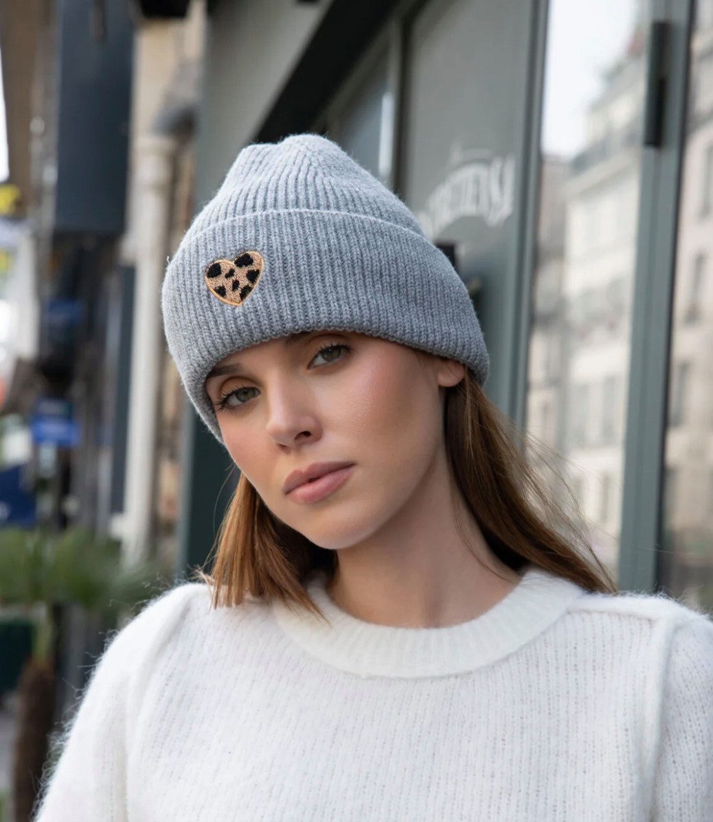 von Herzen Beanie Mütze mit Leoherzchen - Beanie Leoherz - Onesize - Gerippt