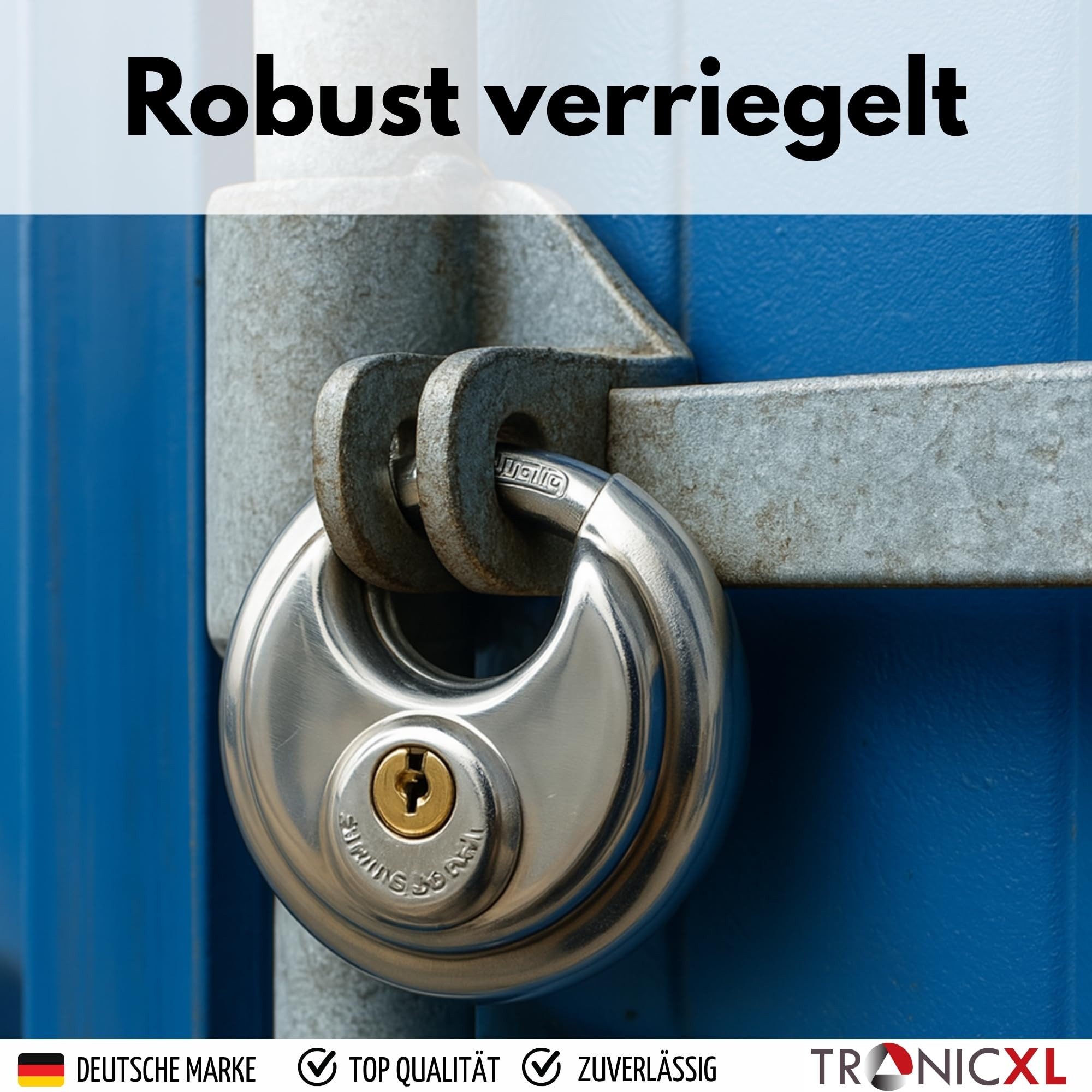TronicXL Vorhängeschloss 3x Rundbügelschloss Sicherheits Vorhängeschloss 10mm Bügelstärke, scheibenschloss rundschloss ringbügelschloss
