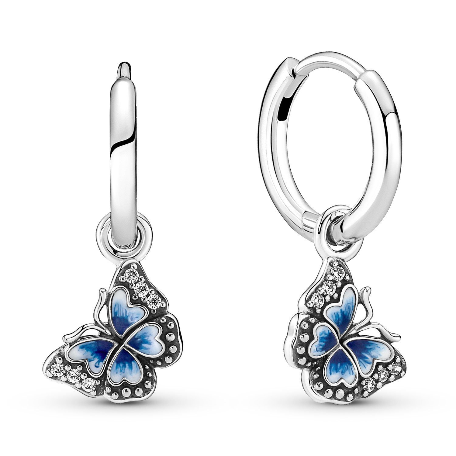 Pandora Paar Creolen Silber e Blauer günstig online kaufen