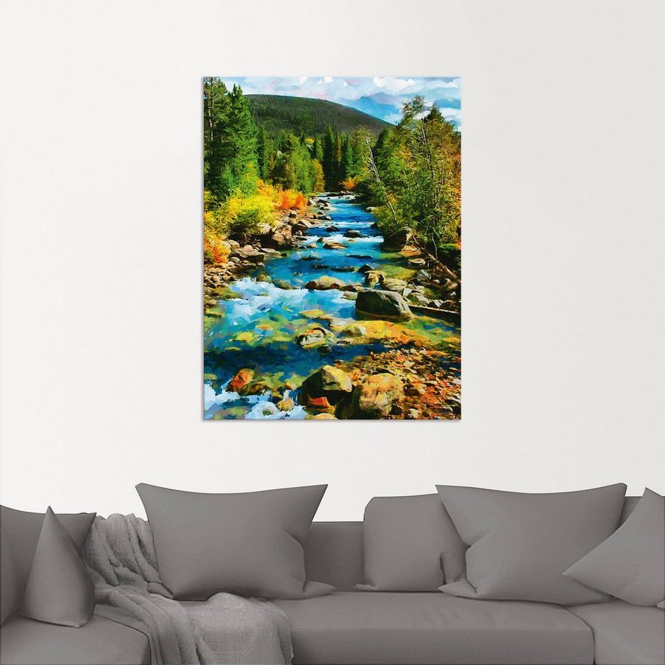 Artland Wandbild Fluss im böhmischen Gebirge, Berge & Alpenbilder (1 St),  als Alubild, Leinwandbild, Wandaufkleber oder Poster in versch. Größen