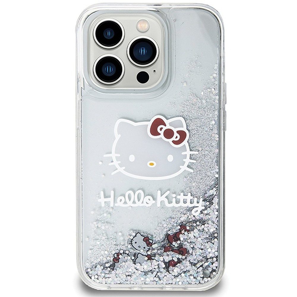 Hello Kitty Handyhülle Schutzhülle Glitzerschale Rückschale 6,1 Zoll, Flüssiger Glitzer, Hello Kitty Motiv, Kratzschutz