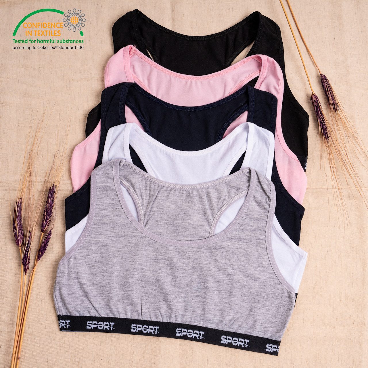 LOREZA Bustier 5er Set Mädchen Bustier - Sport - Bunt (Set, 5-tlg., 5er-Pack)