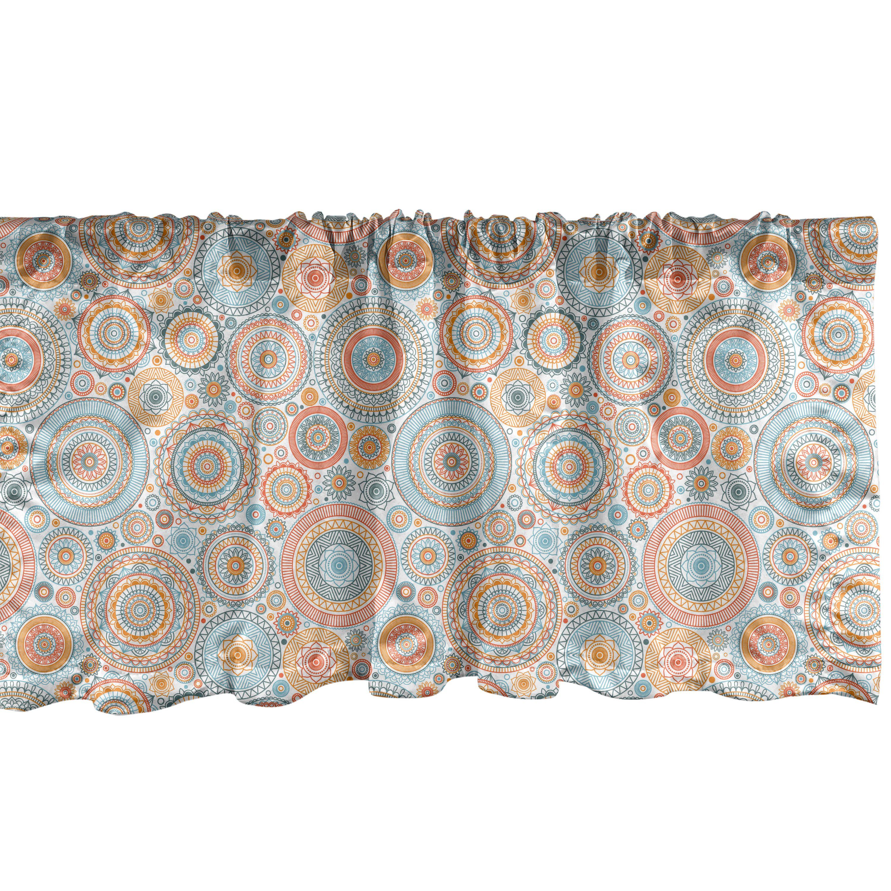 Scheibengardine Vorhang Volant für Küche Schlafzimmer Dekor mit Stangentasche, Abakuhaus, Microfaser, Jahrgang Mandala Motive Kunst