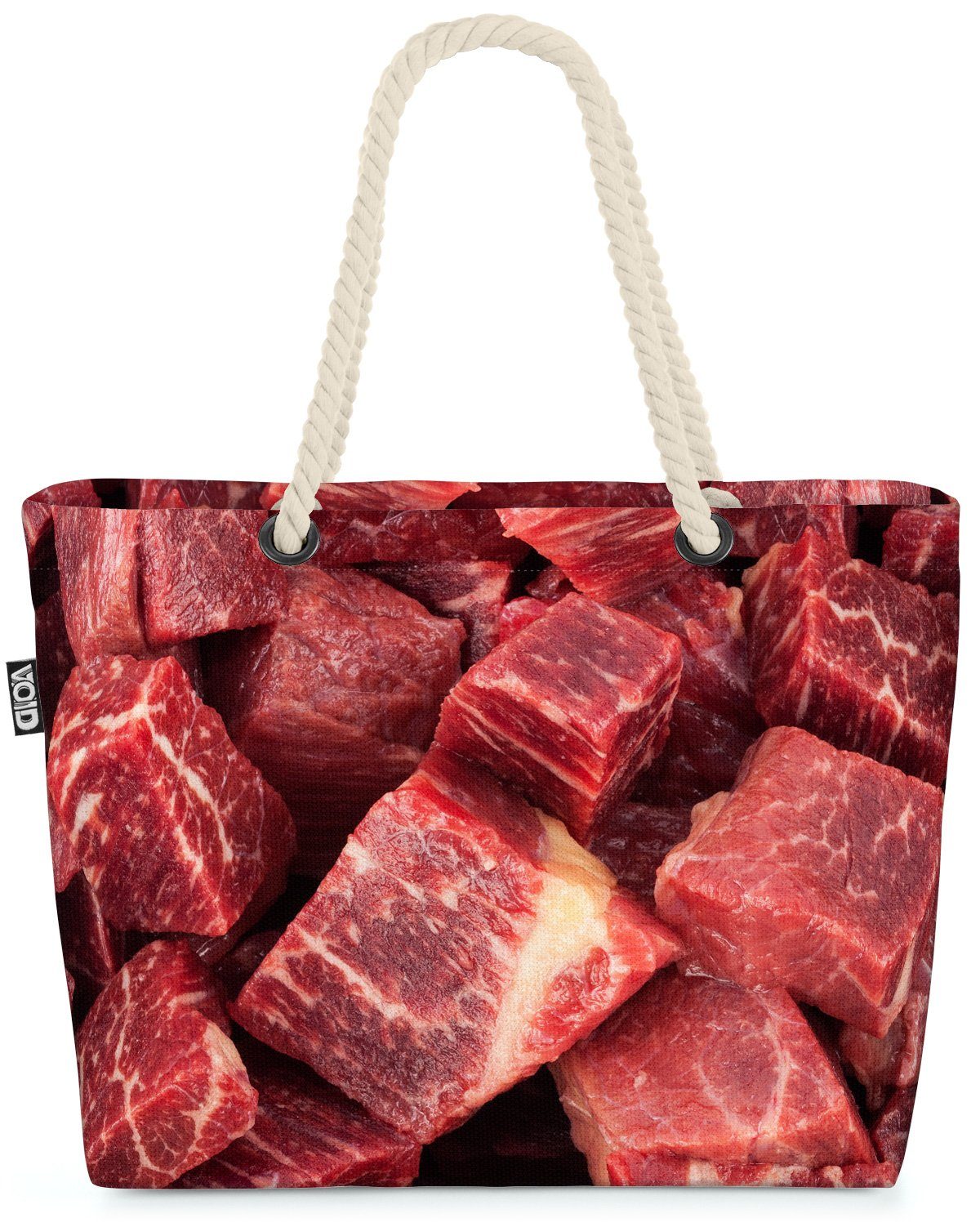 VOID Strandtasche (1-tlg), Fleisch Beef Grillen Essen Rindfleisch Kochen Grillfest Fett kg steak