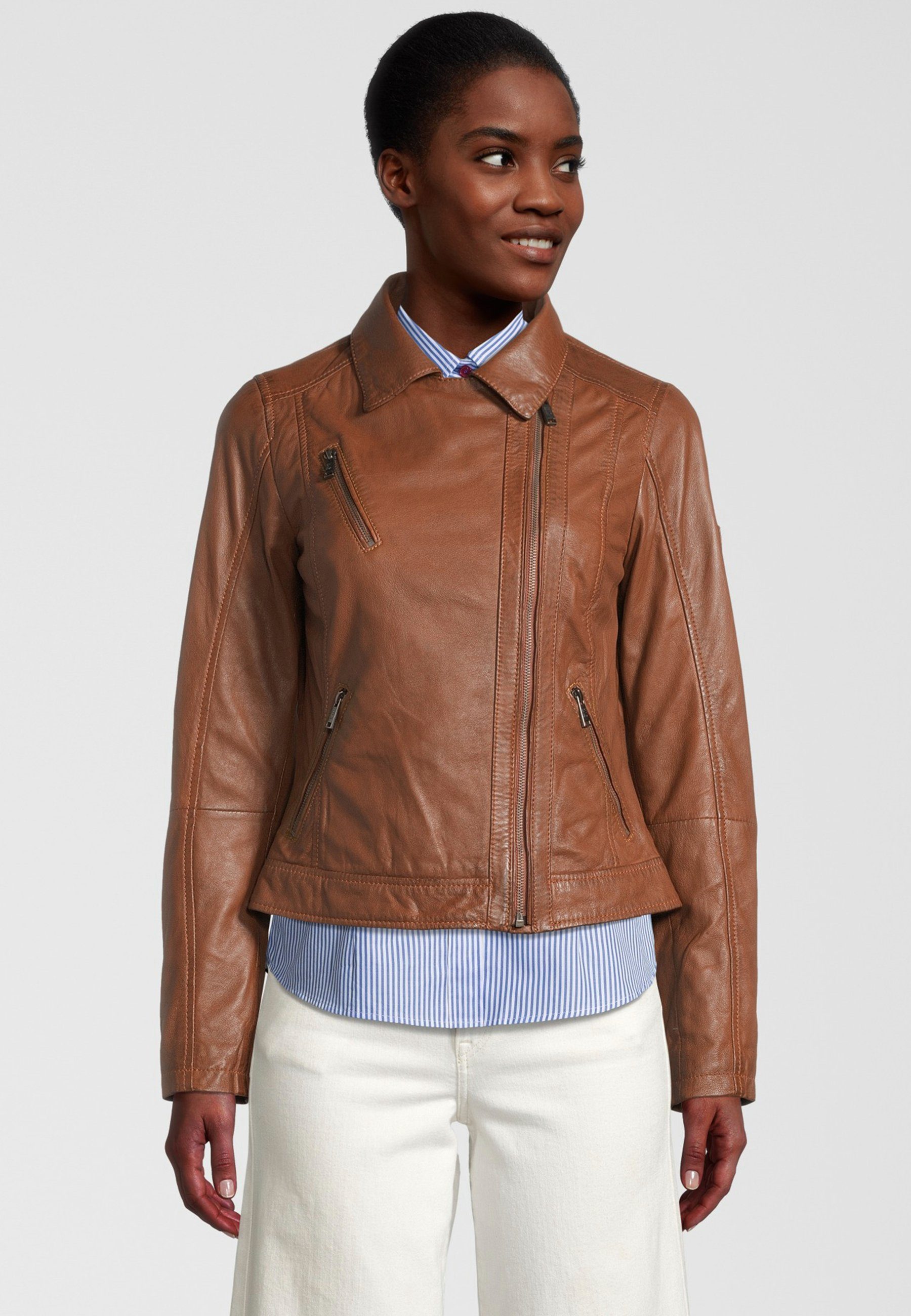 H.I.S Lederjacke mit Reverskragen D COGNAC