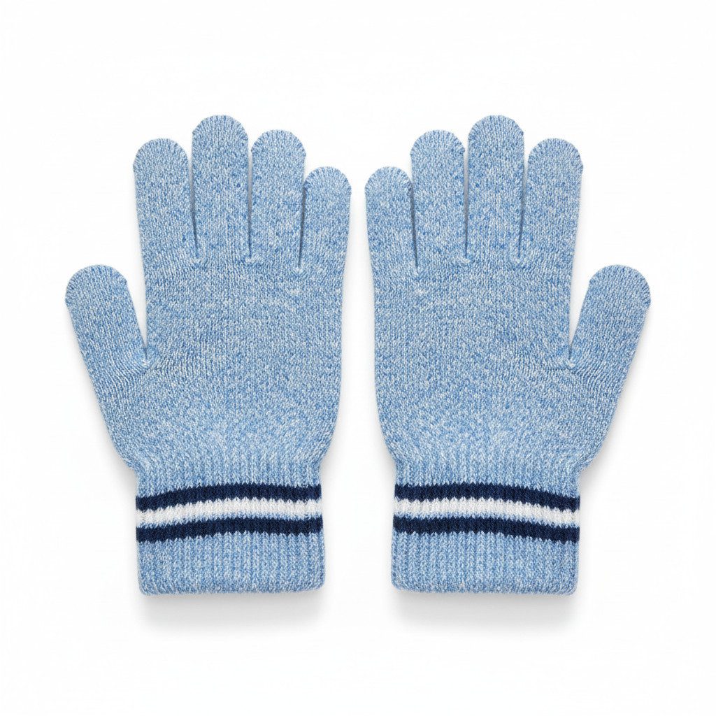 herémood Strickhandschuhe Kinder Strickhandschuhe Winter Acryl Warm Hellblau Jungen Mädchen (Kinderhandschuhe gestrickt – Mädchen Jungen Winter, 2-St., Weiche warme Acryl Handschuhe – Schule Freizeit Outdoor) Elastisch, pflegeleicht & bequem – unisex Kinder Strickhandschuhe