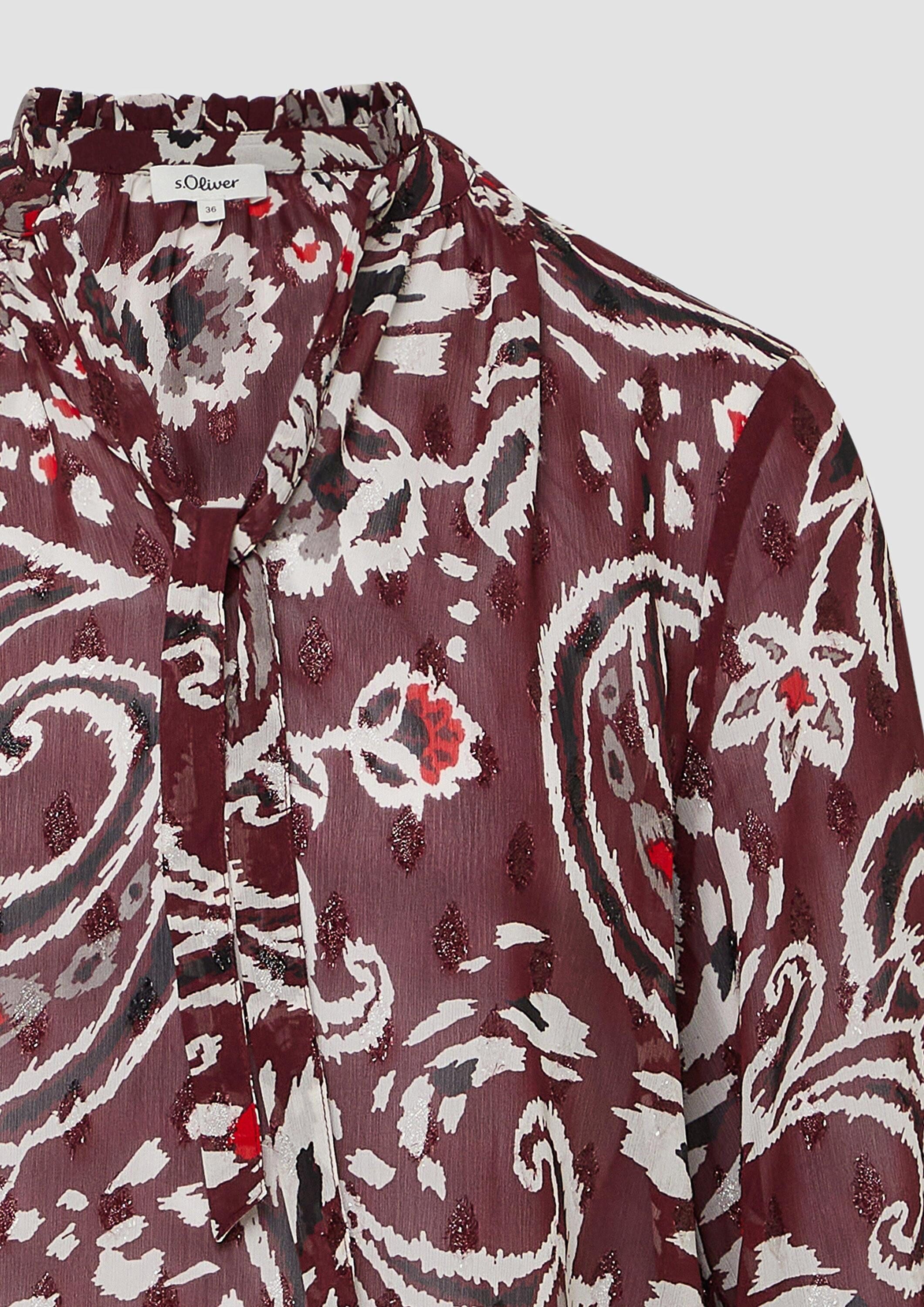 s.Oliver Langarmbluse Bluse Semitransparente Chiffon-Bluse mit All-over-Print