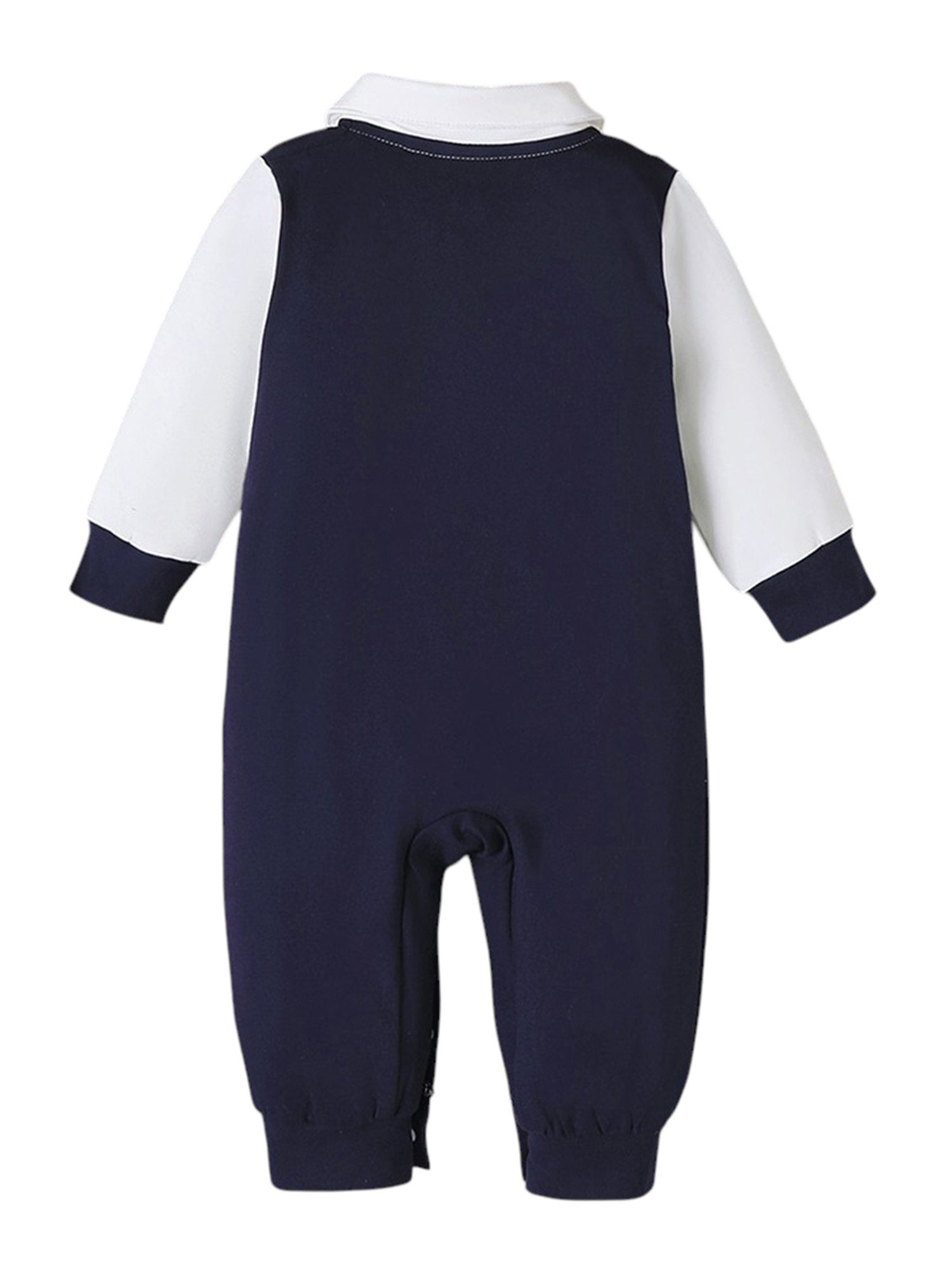 Lapastyle Strampler Herbstlicher Overall mit roter Fliege für Baby Junge in Gentleman stil (1-tlg) Langarm Dunkelblau Patchwork Bodysuit für Party, Hochzeit, Geschenk