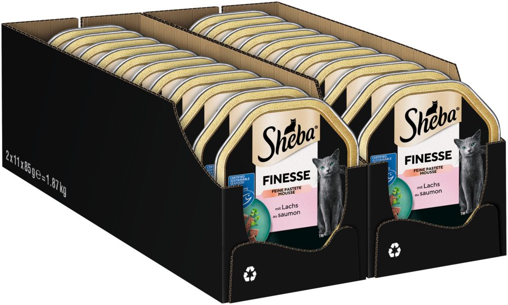 Sheba SHEBA® Schale Finesse Feine Pastete mit Lachs MSC 2 x 11 x 85g, Nassfutter für: Katze
