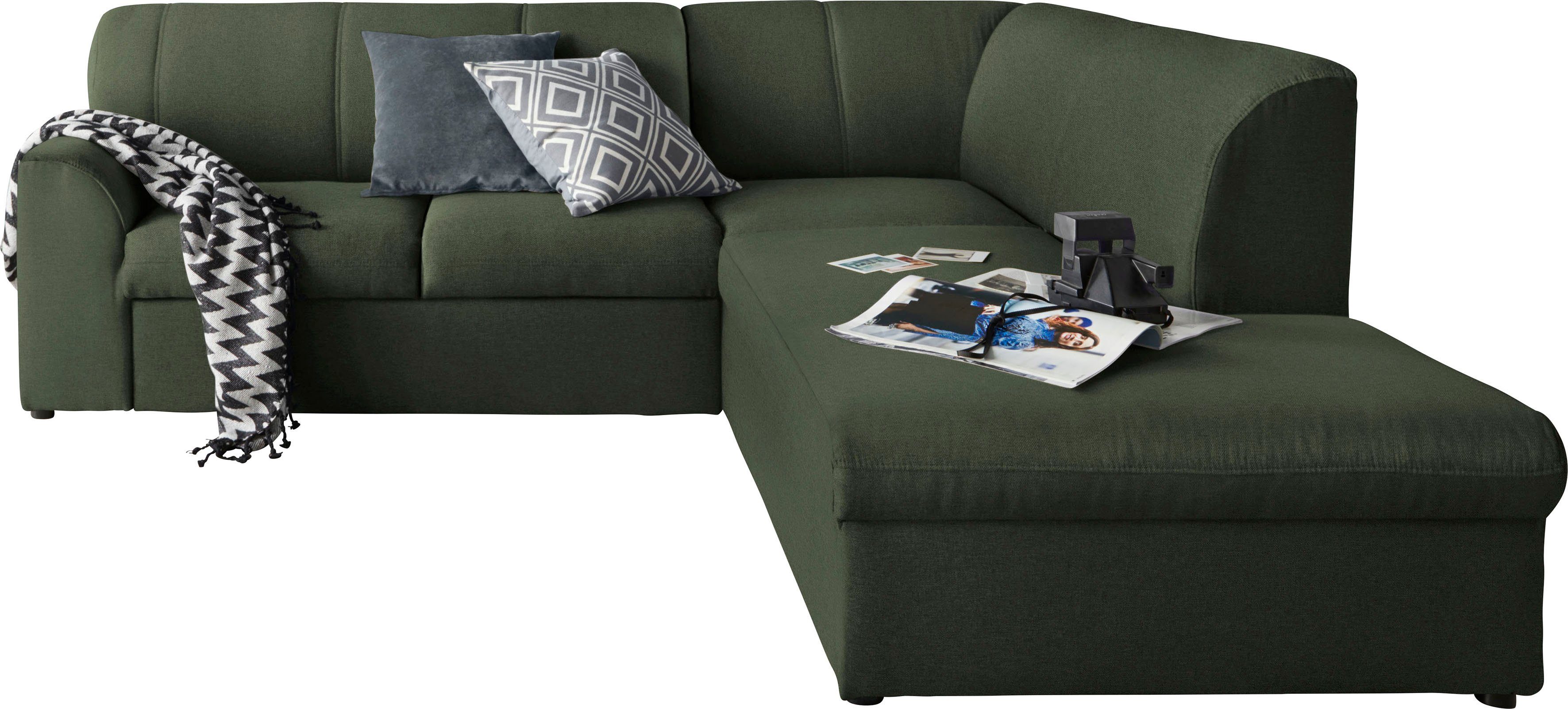 DOMO collection Ecksofa Topper zeitlos elegant, kompakte StellmaßeL-Form, mit Ottomane, wahlweise mit Schlaffunktion