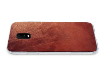 MuchoWow Handyhülle Leder - Lederoptik - Braun - Hell, Phone Case, Handyhülle OnePlus 7, Silikon, Schutzhülle