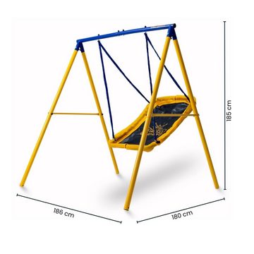 Zero Gravity Nestschaukel mit stabilem Ø50mm Schaukelgestell und Stahlseilaufhänung, pulverbeschichtet, 186/196 x 180 x 185 cm (B/T/H), bis 90 kg