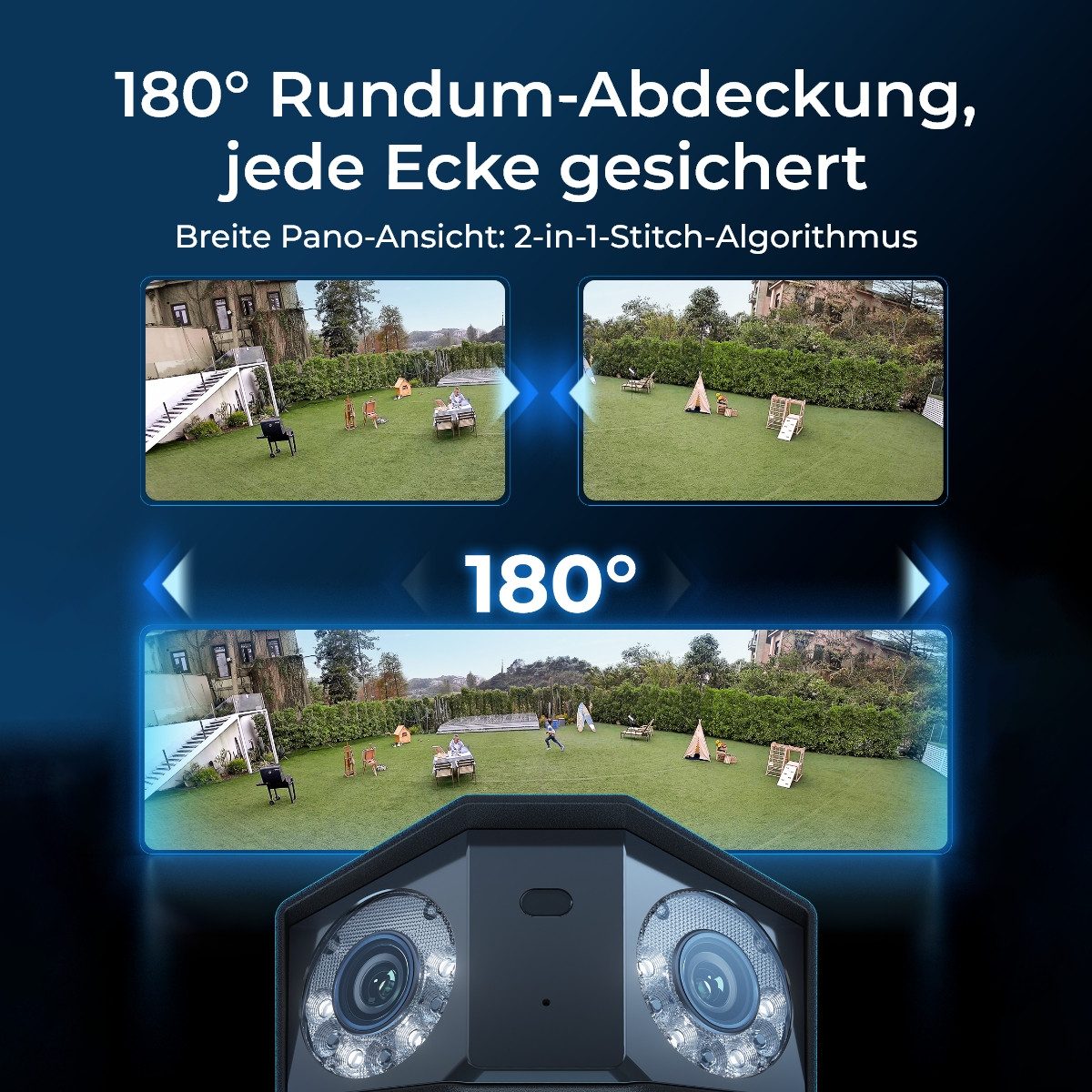 Reolink Überwachungskamera PoE 16MP Ultra HD (Außenbereich, 1-tlg., Dual-Objektiv,180° Pan,Farb-Nachtsicht,Person/Fahrzeug/Tier-Erkennung)