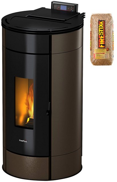 FreePoint Pelletofen GLOBE Stahl, 10,5 kW, Raumheizvermögen: 252 m³, schwarz-braun