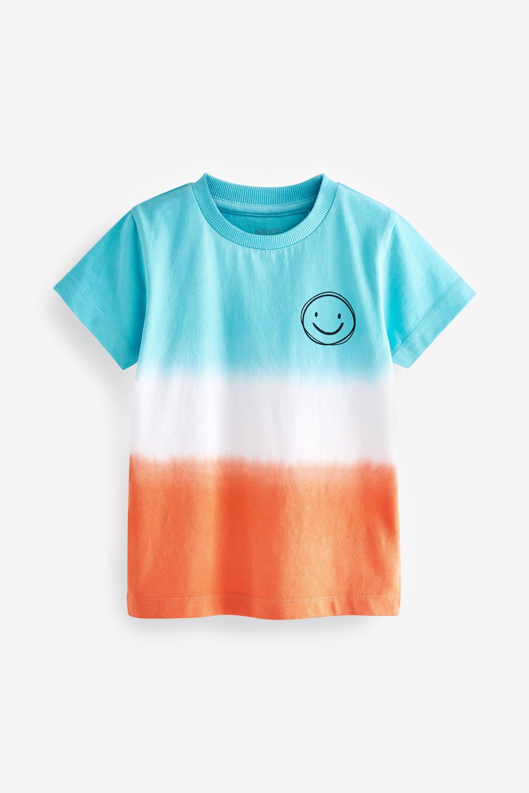 Next T-Shirt Kurzarm-T-Shirt (1-tlg) Knüpfbatik Blue/Orange in