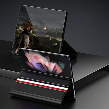 Wigento Handyhülle Für Samsung Galaxy Z Fold4 5G Kunstleder / Kunststoff Handy Tasche Hülle Etuis Grün