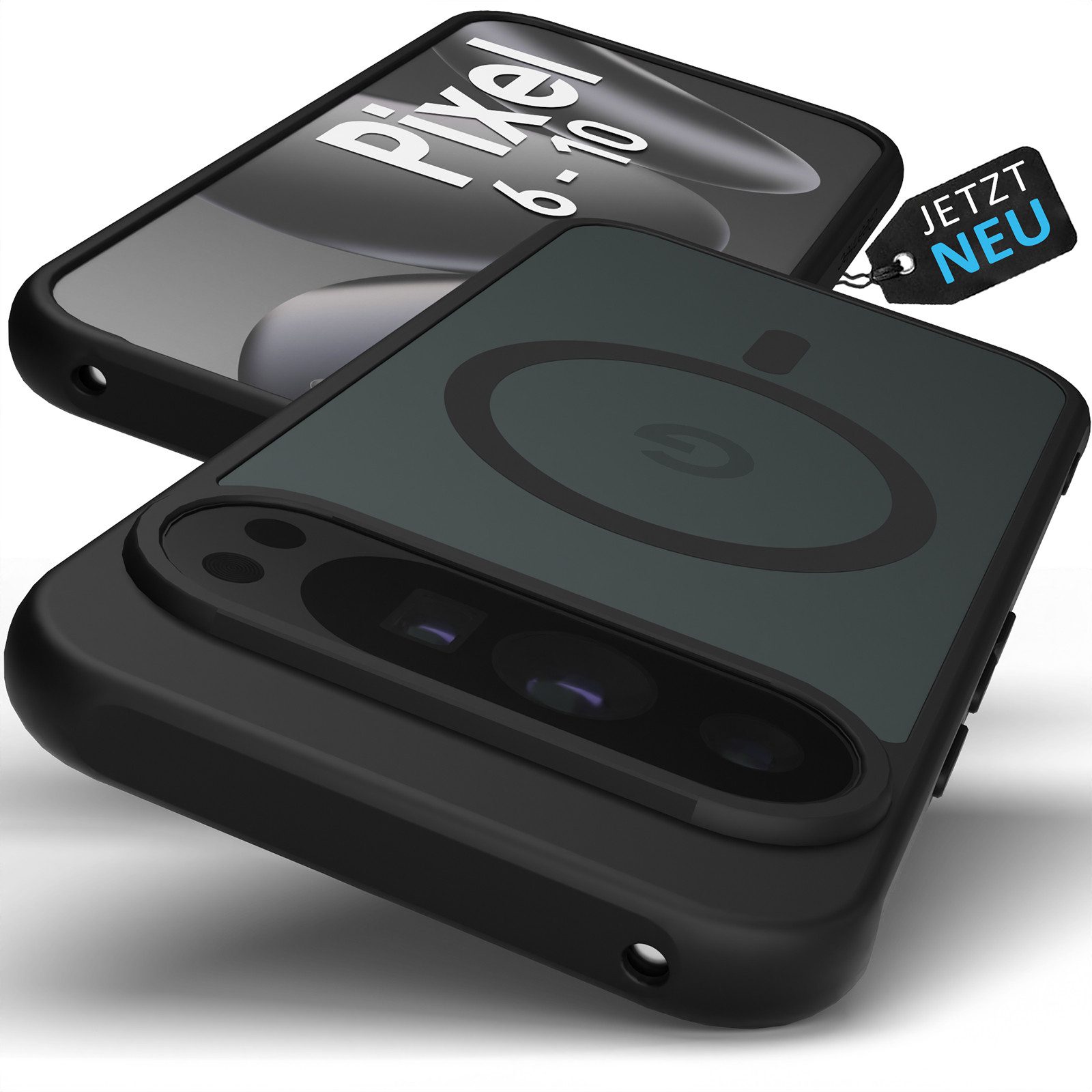 GreenHec Handyhülle Hülle Google Pixel 10 9 8 7 6 Pro a XL MagSafe Case Schutzhülle 7 Zoll, Handyhülle Schwarz Black Cover Mangetisch Induktives Laden Mangetisch