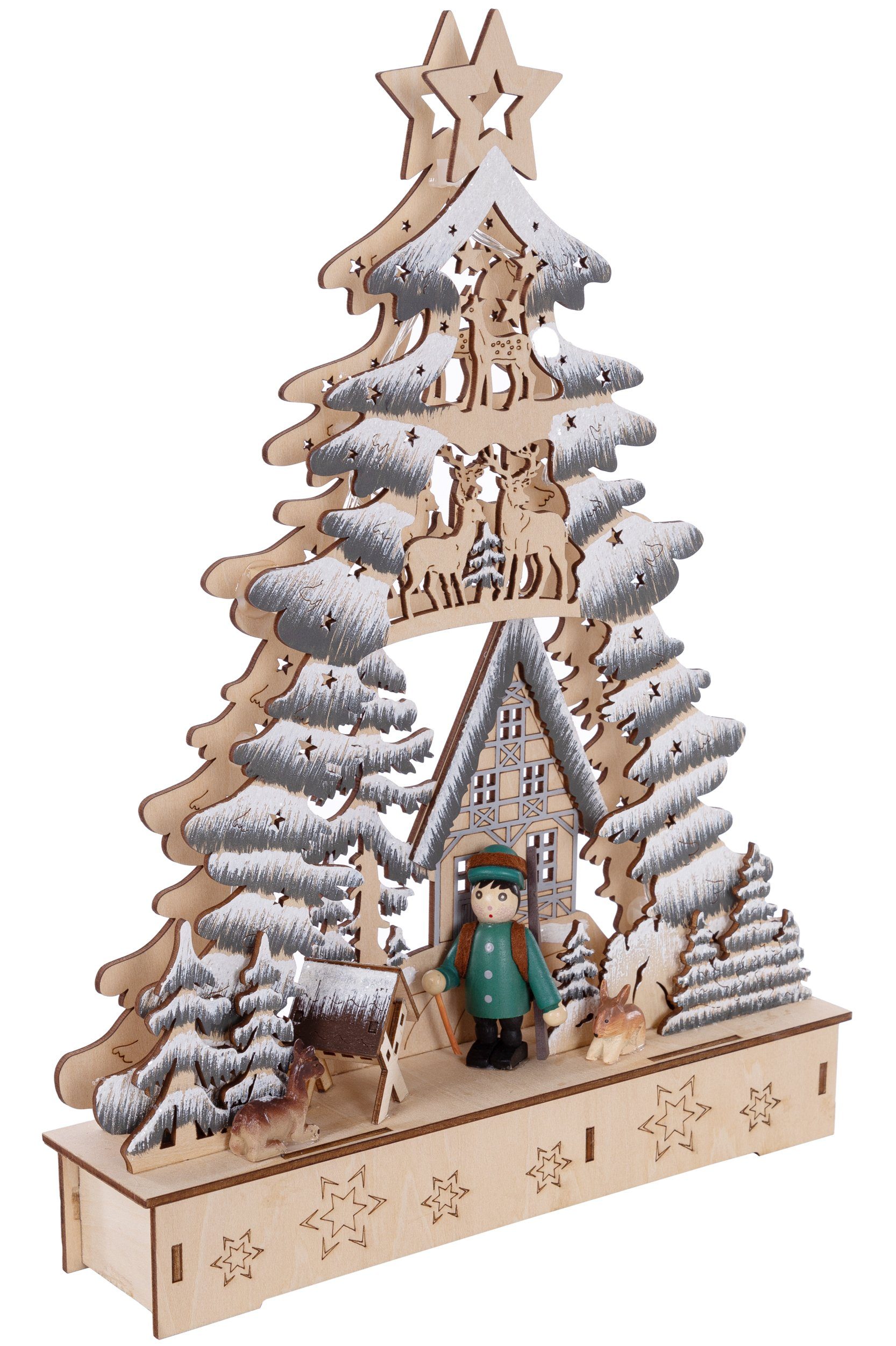mit Weihnachsszene Wohnando Holz aus Weihnachtsbaum Verschneiter Weihnachtsdorf
