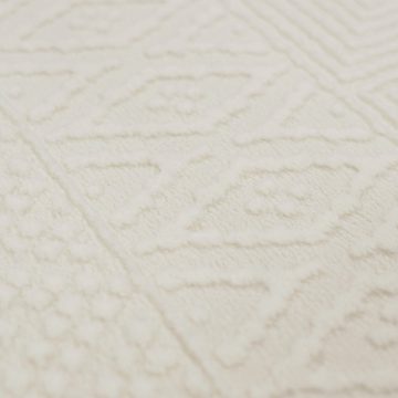 Teppich Wohnzimmerteppich mit Hoch-tief-Effekt Muster weich creme, Carpetia, rechteckig, Höhe: 12 mm