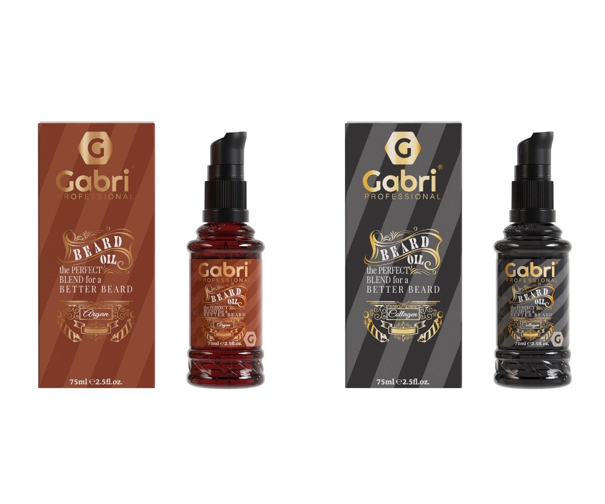 Gabri Professional Bartöl Gabri Professional 2 x Beard Oil - Bartöl Collection-Set je 75 ml, 2-tlg., 1 x mit Argan-Öl und 1 x mit Collagen, Spezielles Öl für einen gepflegten, gesunden Bart