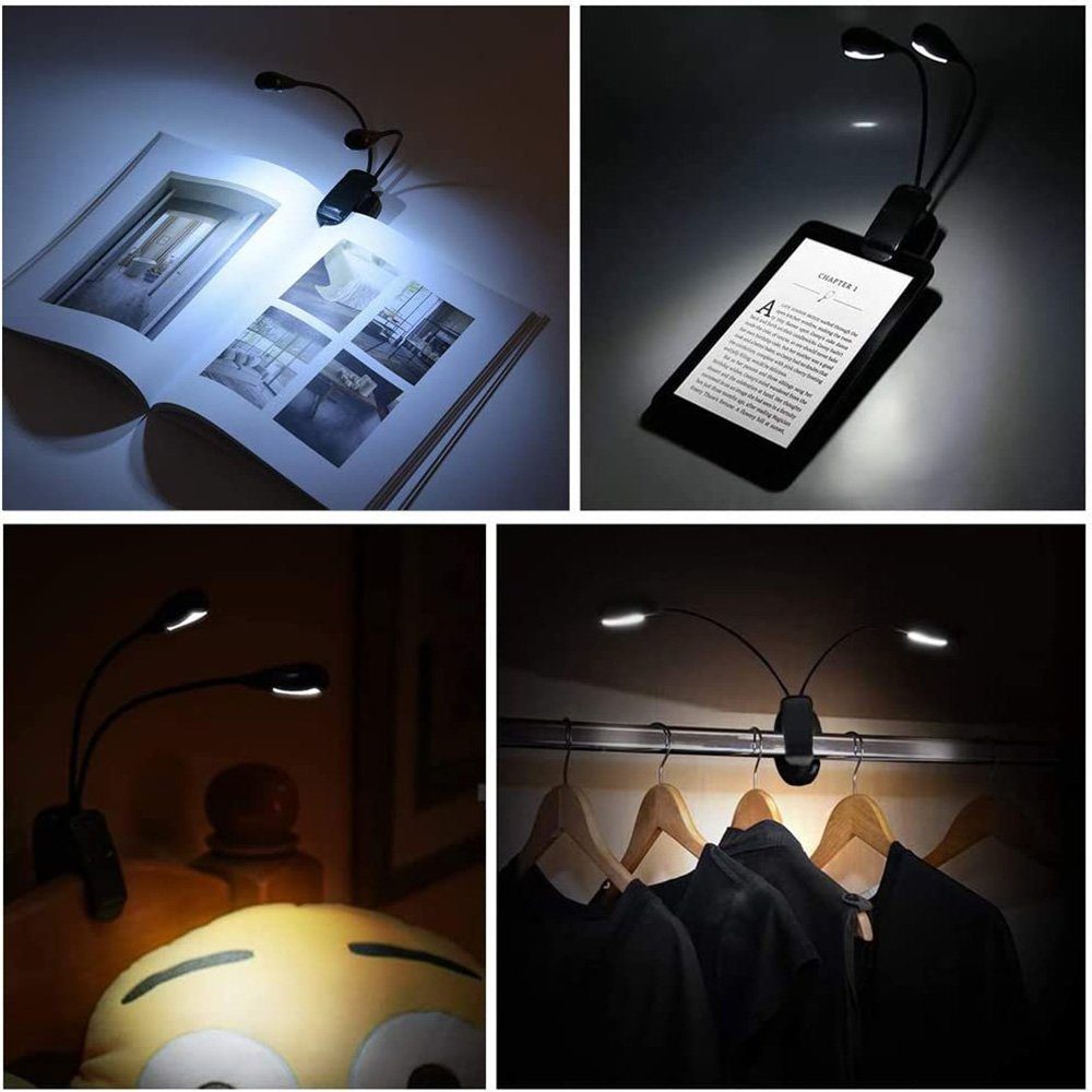 Schlafsaal, Schreibtischlampe geeignet für Grad Reisen, 360 das USB Feld im flexibel, Klemmleuchten Leselampe, und LED im Plug-in&Batterie LED Klemmleuchten, der Clip-on-Lampe, im MUPOO auf Bett, Lesen auf Straße