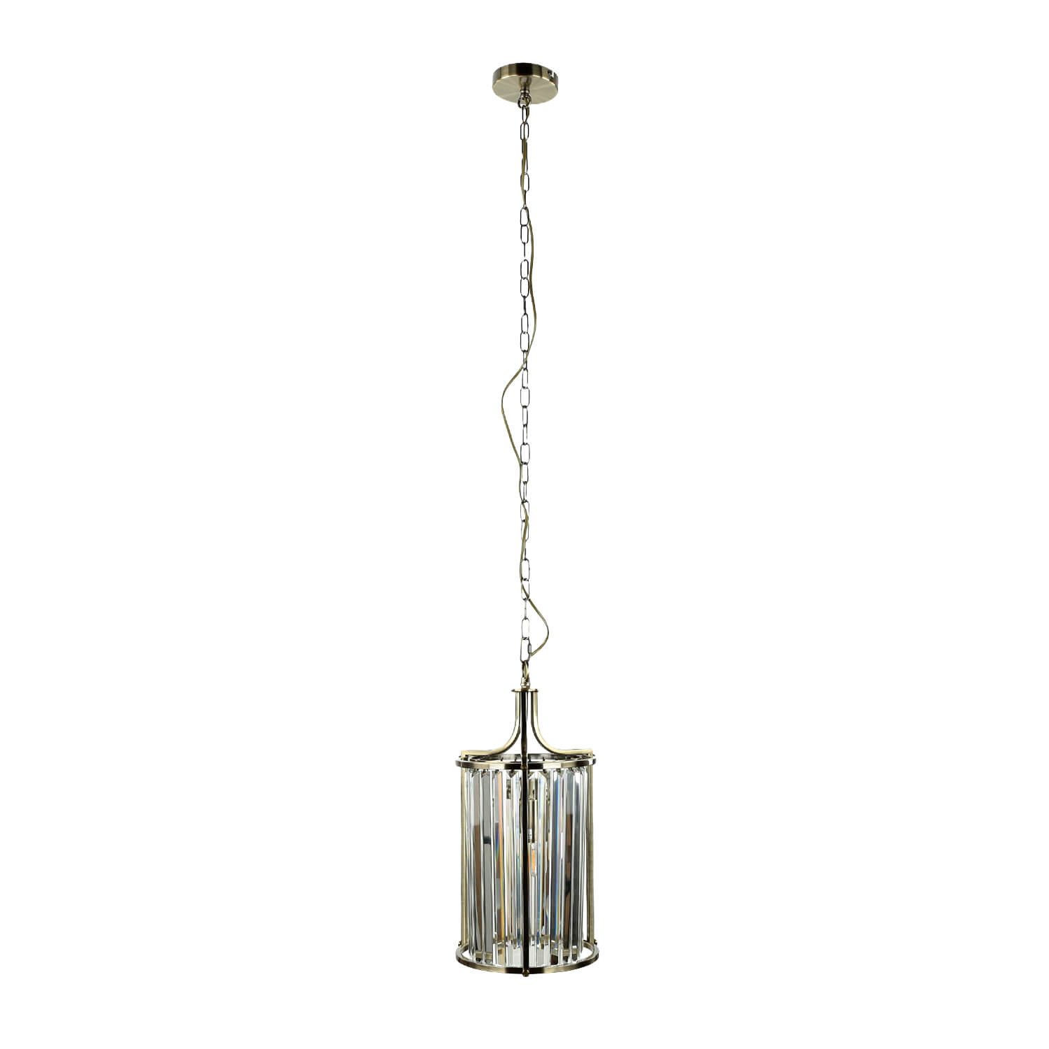 Licht-Erlebnisse Pendelleuchte ADRIAN, ohne Leuchtmittel, 2-flammig E14 D: 26 cm in Messing Antik Klar/Transparent Glas Metall