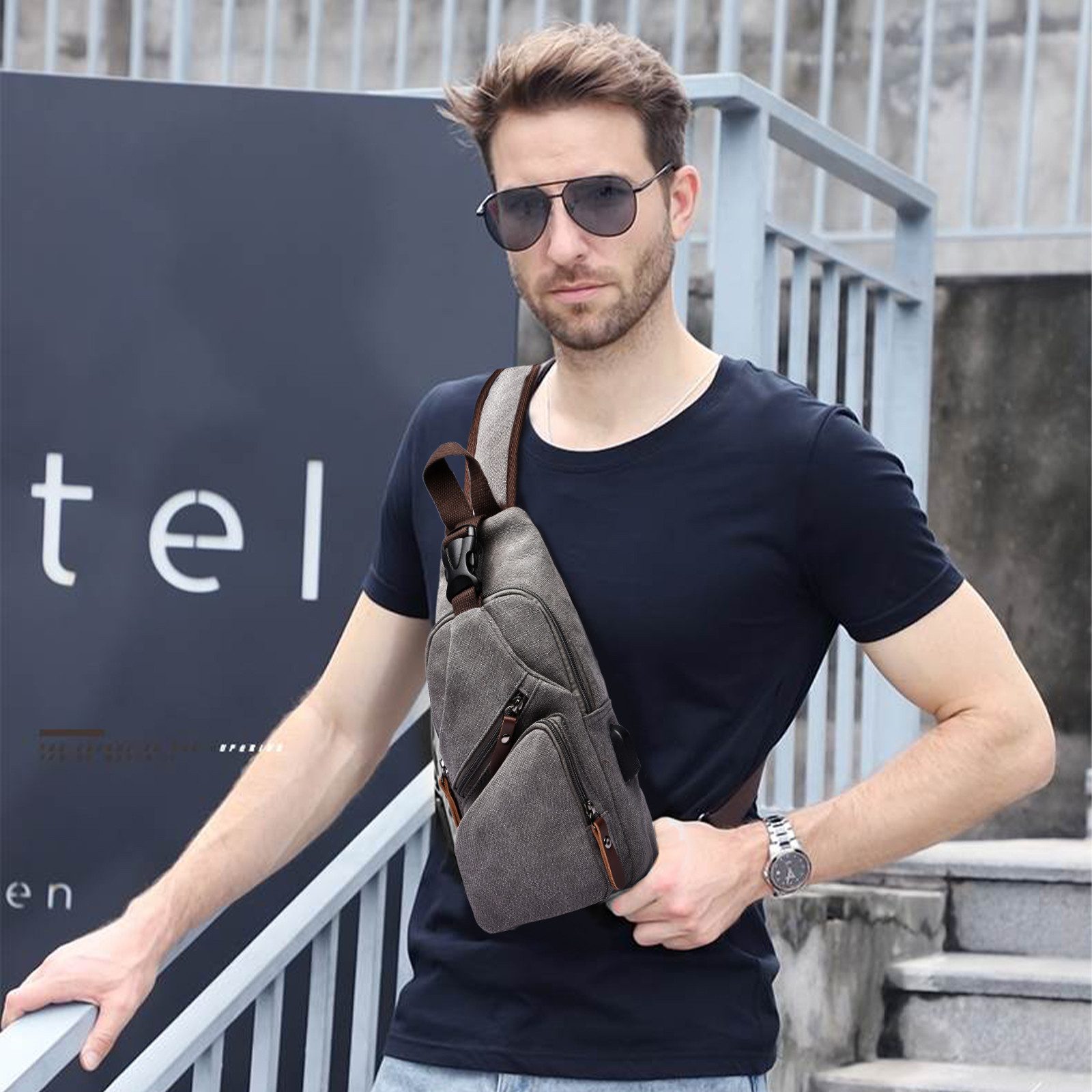 TAN.TOMI Umhängetasche Brusttasche Herren, Schultertasche Herren günstig online kaufen