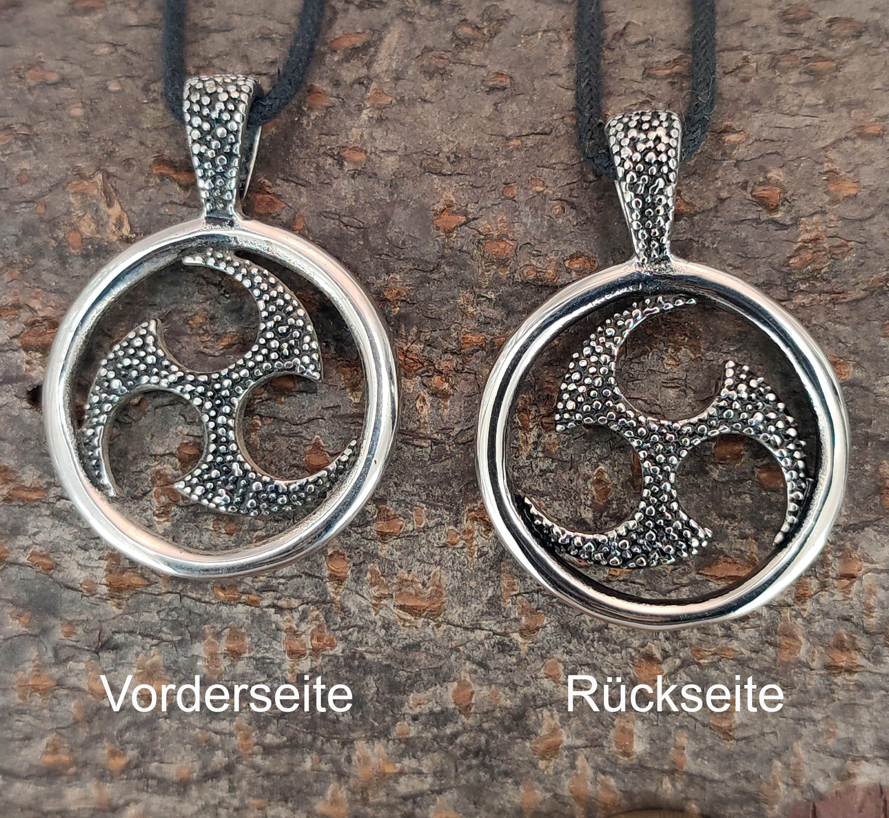 Kiss of Leather Kettenanhänger Triskele Dreier Spirale Keltisch Anhänger Edelstahl schwarz-silber