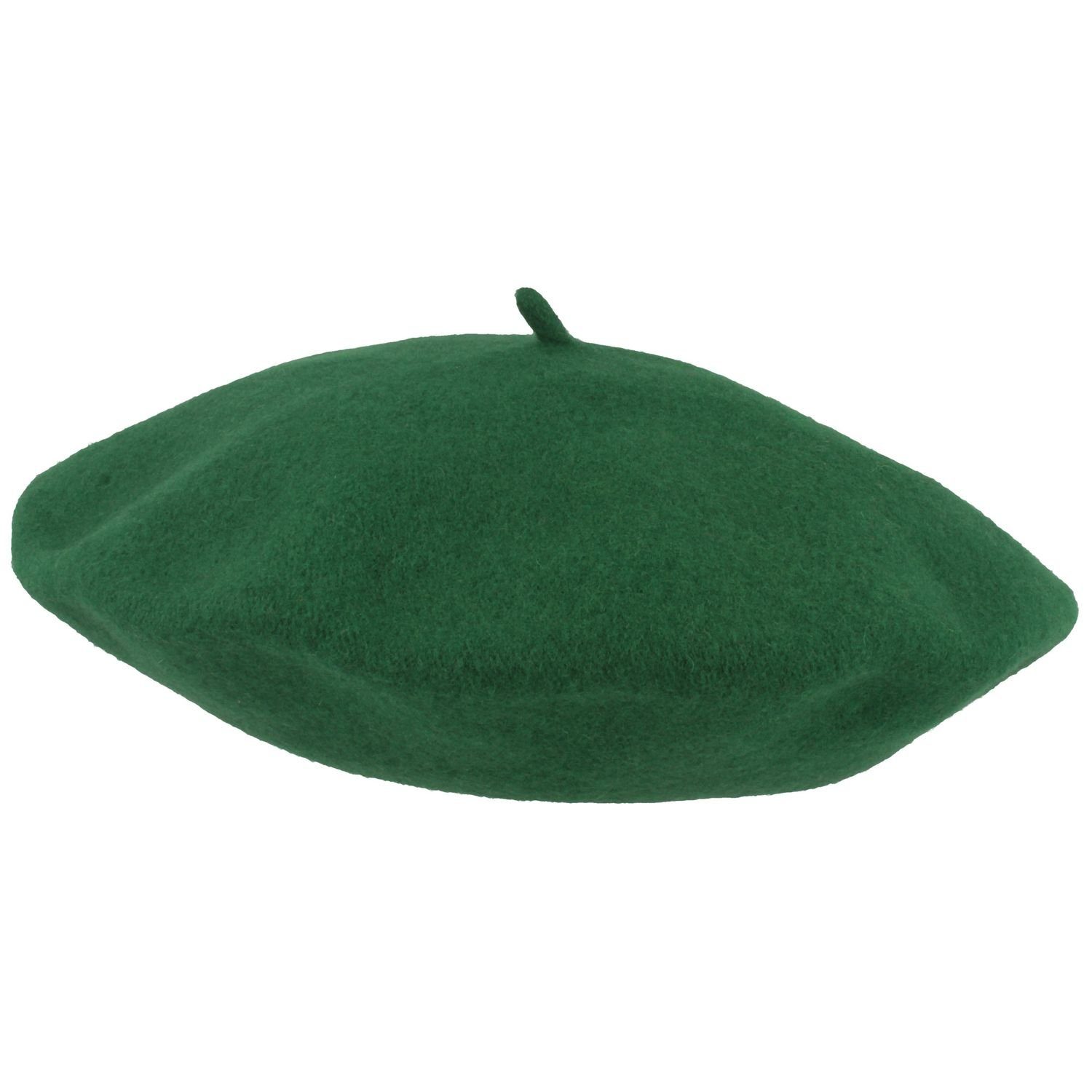 Loevenich Baskenmütze meliert smaragdgrün aus Wolle 060010