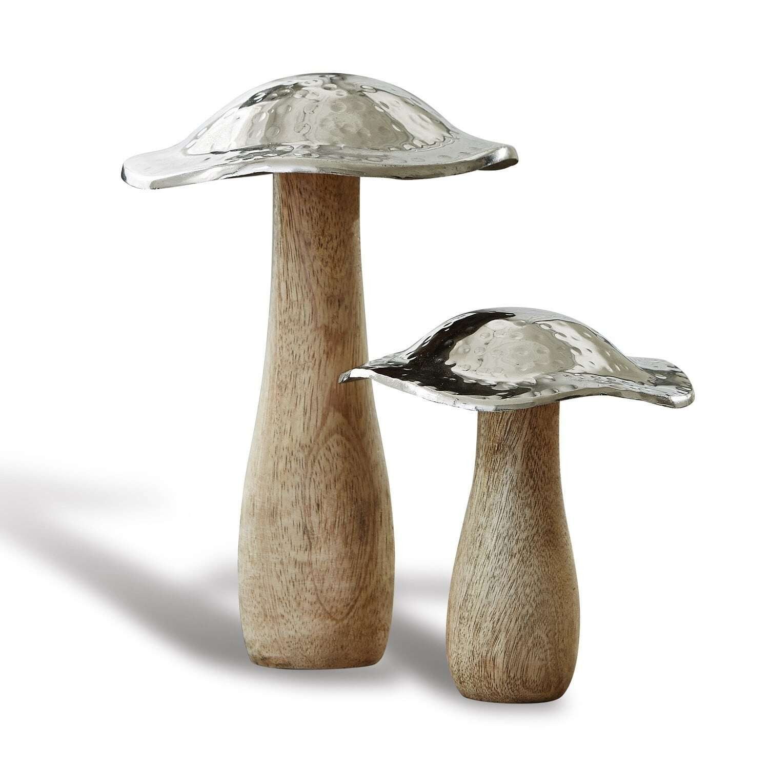 Dekoobjekt Deko-Pilz 2er Set Boletus antiksilber/braun