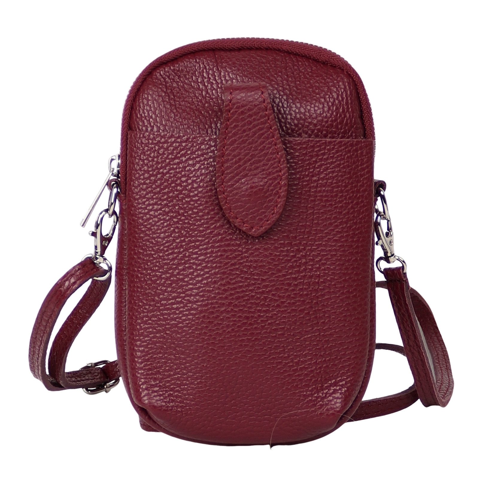 MIRROSI Handytasche Damen Kleine Umhängetasche aus Echtleder Made in Itlay (ca. 14x21x3cm), Mini Handytasche zum Umhängen, Handy Tasche