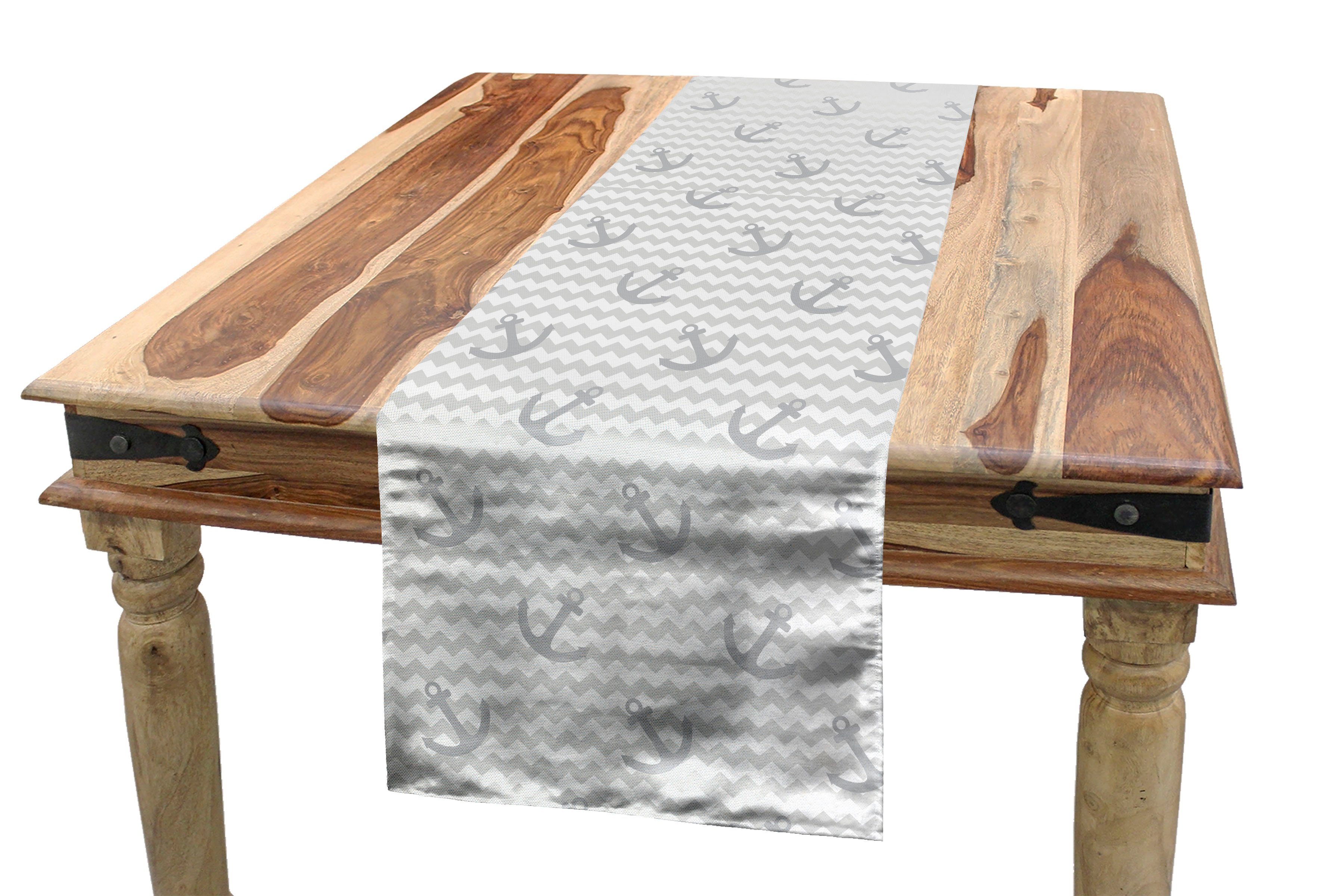 Abakuhaus Tischläufer Esszimmer Küche Rechteckiger Dekorativer Tischläufer, grau Chevron Marine Sea Artikel Tile
