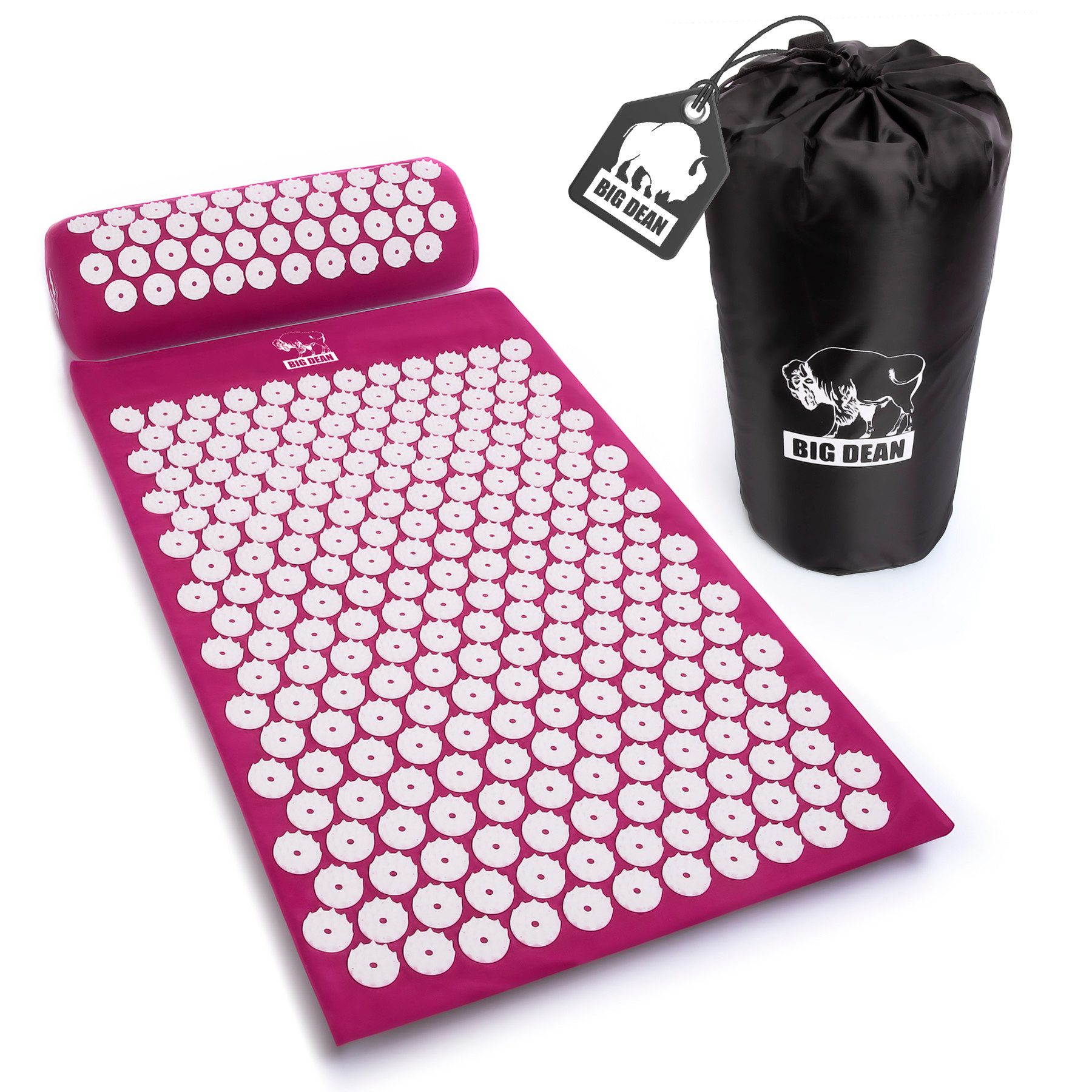 BigDean Akupressurmatte Massagematte mit Kissen & Hülle zur Steigerung des Wohlbefindens (Set, 1-St., Akupressurmatte + Kissen + Hülle), Effektive Schmerzlinderung, Verbesserte Durchblutung, Stressabbau